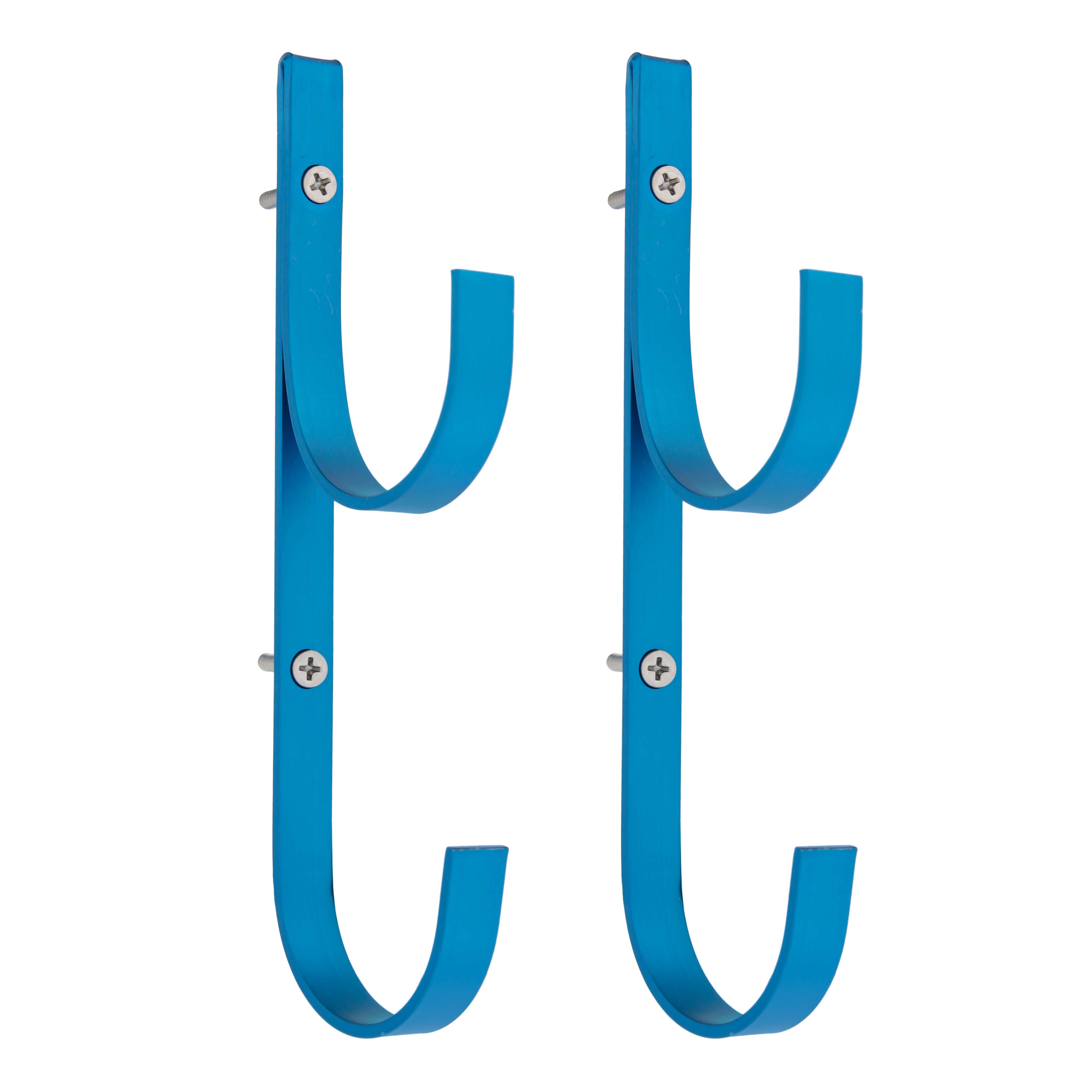 Premium Set of 2 Blue Aluminum Pool Hangers for Telescopic Poles - Heavy Duty Storage Solution for Pool Nets, Vacuums, Hoses & Accessories - Perfect for Organizing Swimming Pool Equipment & Maintaining Clean Backyard Oasis