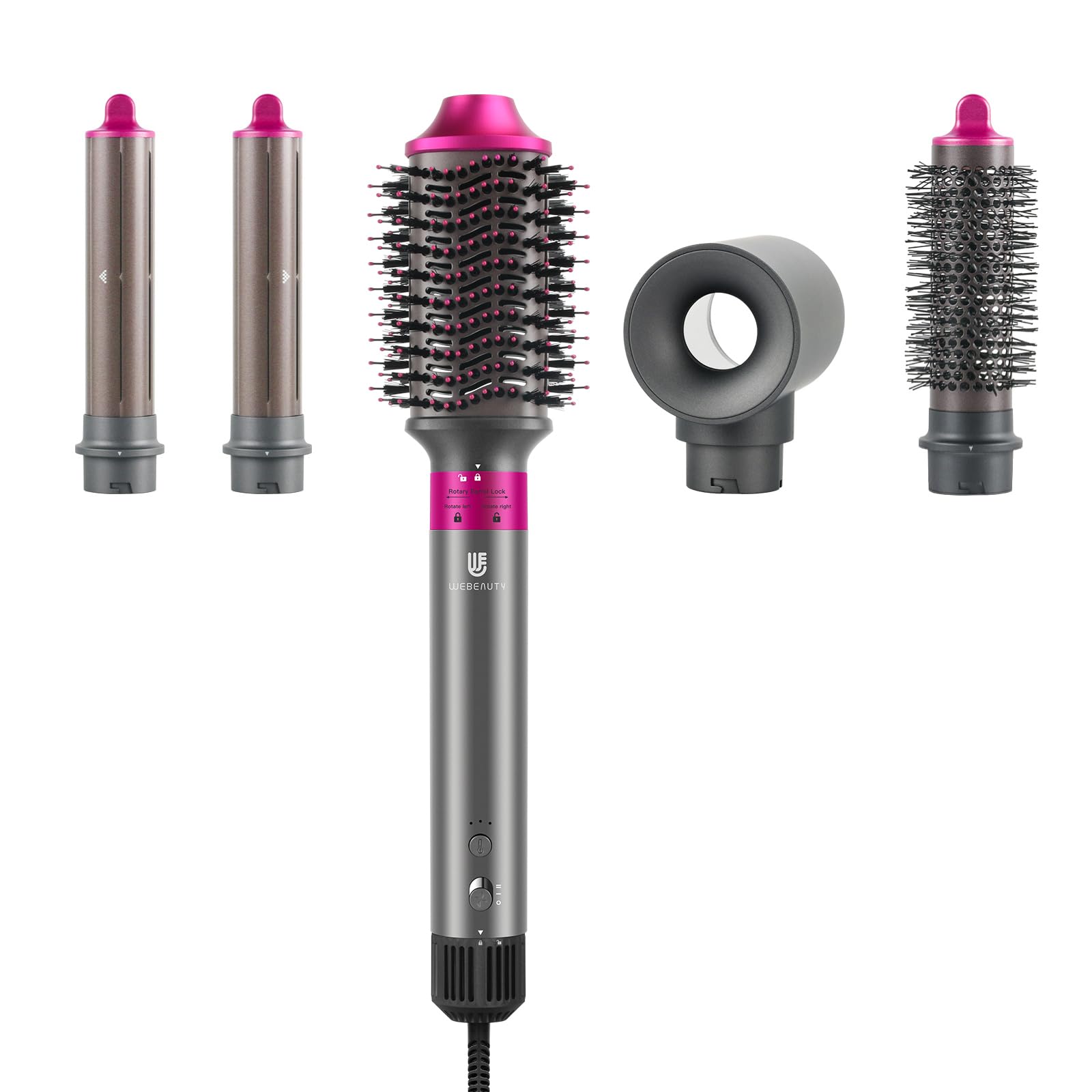 Webeauty 5-in-1 Professional Hair Dryer Brush with Ceramic Coating & Negative Ion Technology - 110,000 RPM Hot Air Styler for Fast Drying, Curling, Straightening & Volumizing - Perfect for Home Salon Styling & Travel Hair Care