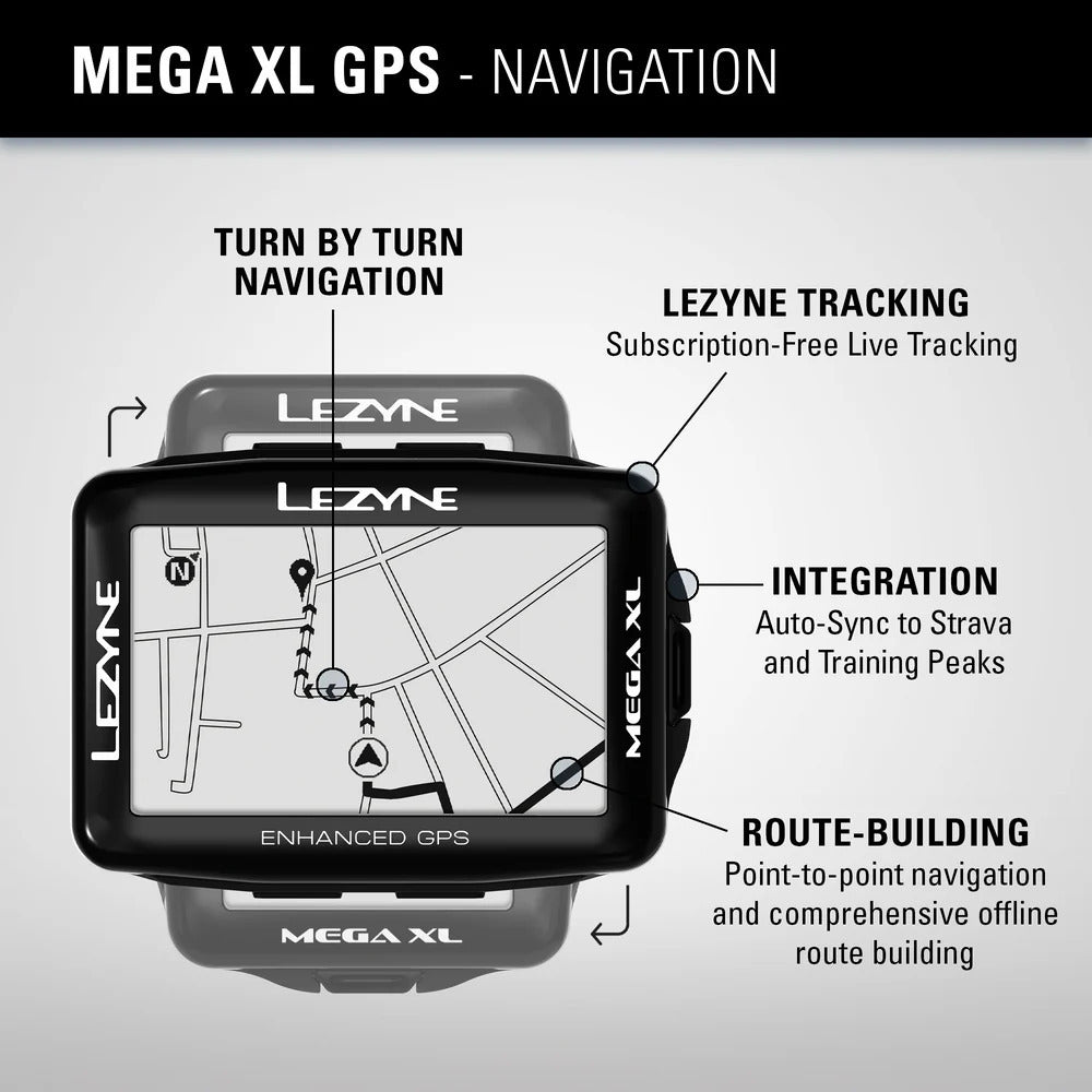 Lezyne Mega XL GPS Bike Computer - Smart Loaded Kit with Navigation & Performance Tracking | Perfect for Road Cycling, Mountain Biking & Outdoor Adventures