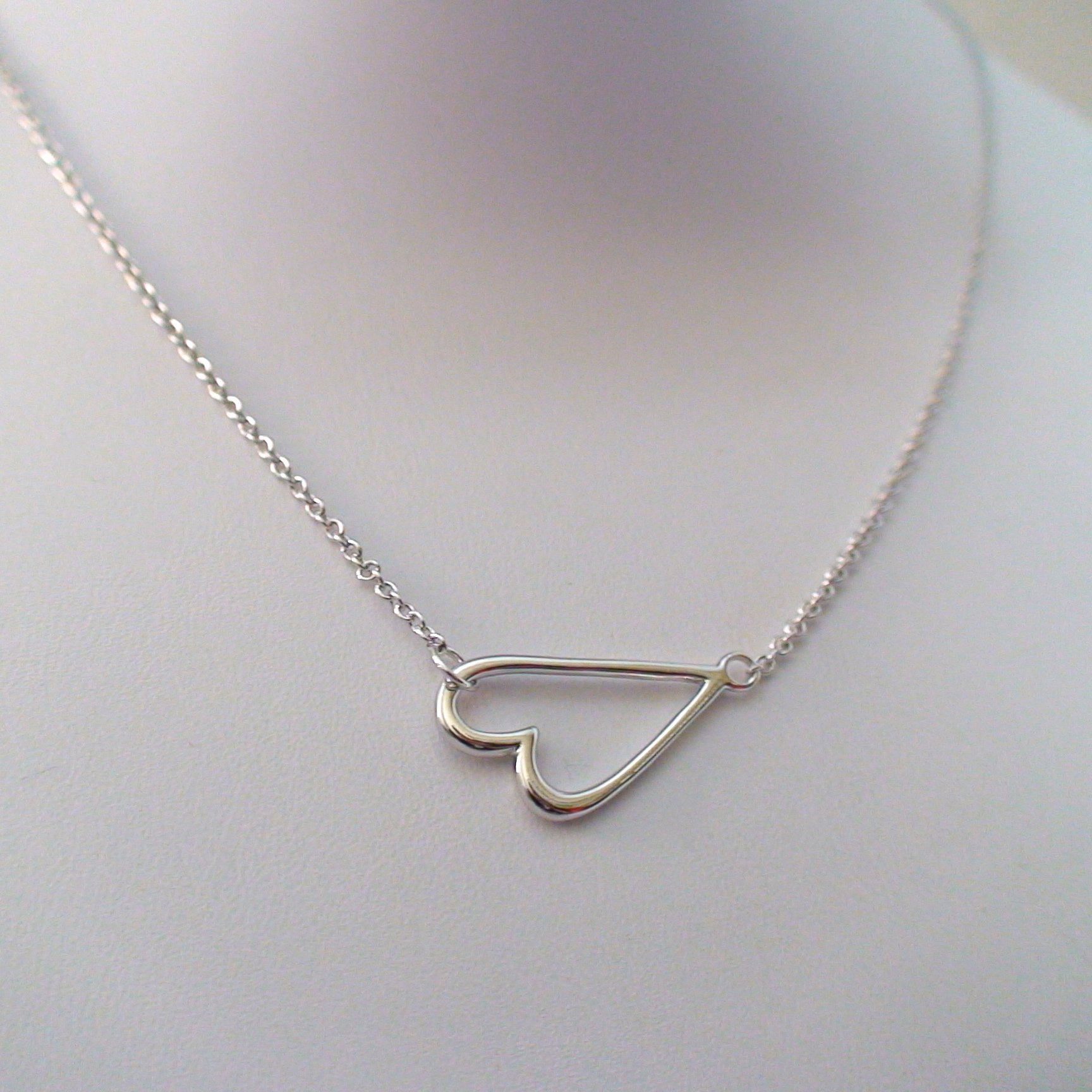 FashionJunkie4Life Sterling Silver Love Heart Pendant Necklace for Women - 18