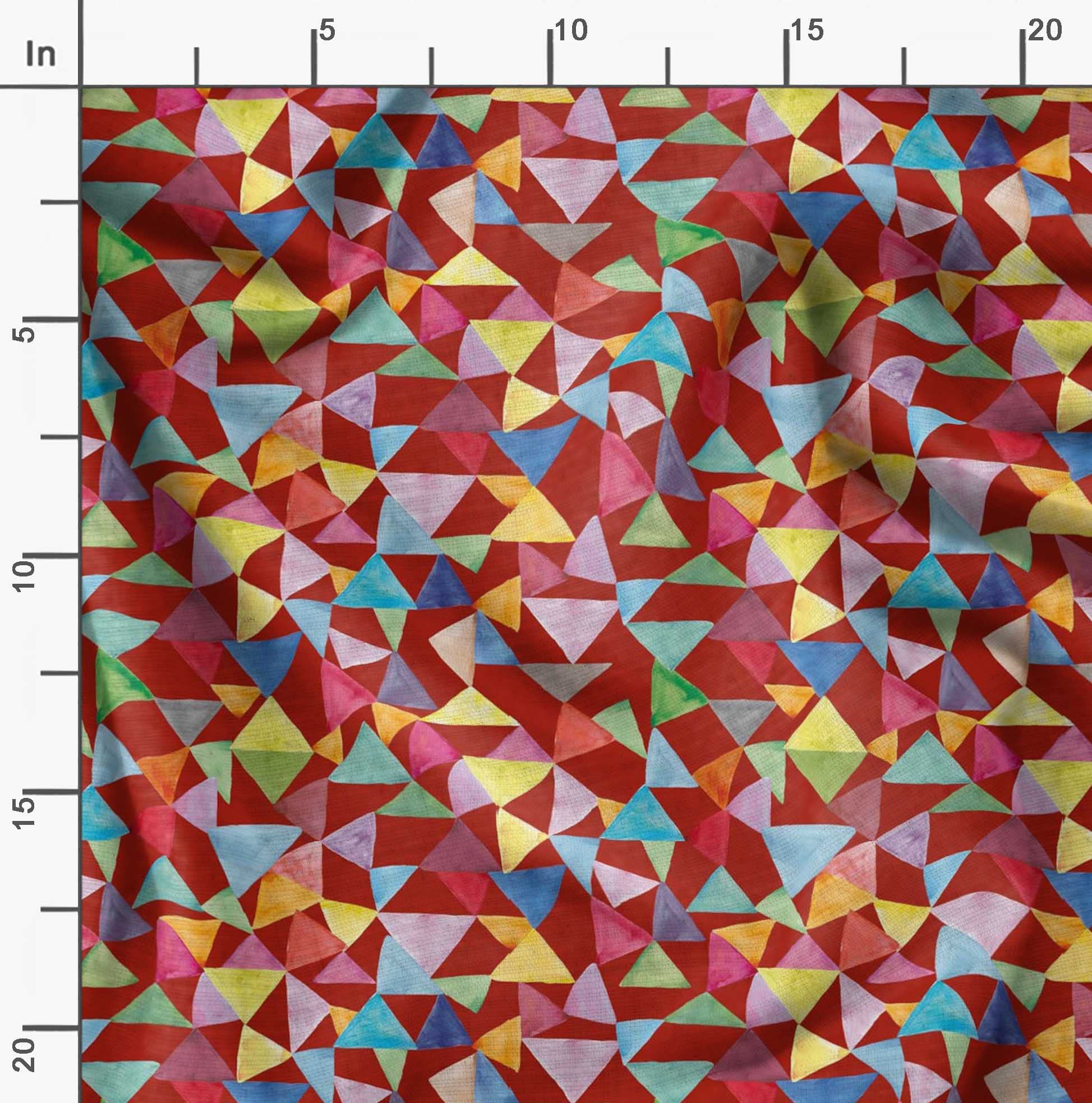 Soimoi Moss Georgette Brown Fabric by The Yard - 42 Inch Wide Geometric Print Fabric for Sewing, DIY Crafts & Home Decor | Triangle Pattern Chic Fabric for Dresses, Curtains & Creative Projects