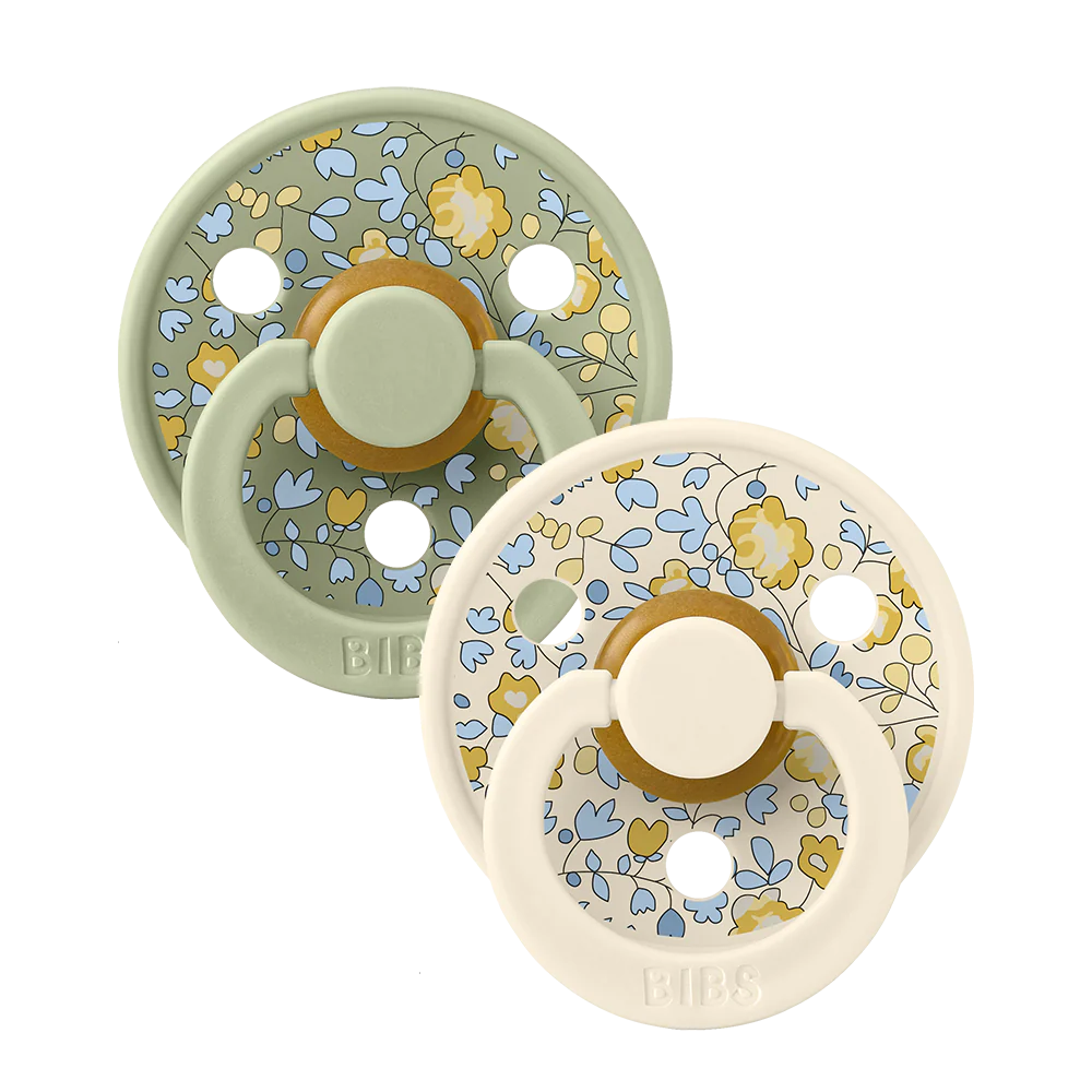 BIBS X Liberty Colour Pacifier 2-Pack - Soft & Safe Baby Soothers for Newborns & Infants - Perfect for Daycare, Travel & Bedtime Comfort
