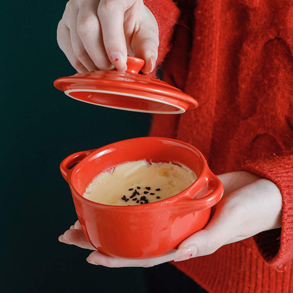 NUOBESTY 1pc Ceramic Soup Bowl with Lid - French Onion Soup Crock, Japanese Ramen Bowl, Steaming Cup for Cooking, Dessert & Vegetables - Perfect for Home Kitchen, Restaurants & Meal Prep