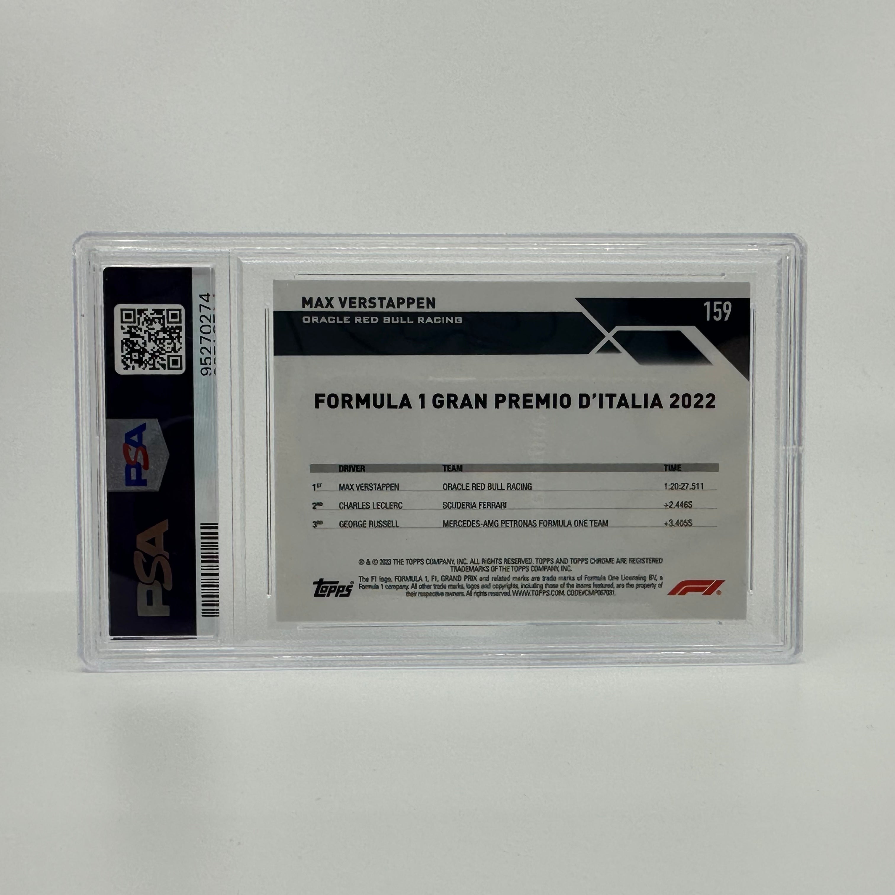 2023 Topps Chrome Max Verstappen #159 PSA 8 Sapphire Trading Card - Perfect for F1 Collectors, Sports Memorabilia & Investment
