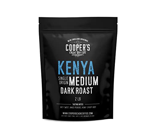 Premium Kenya AA Medium-Dark Roast Single Origin Coffee Beans - Freshly Ground Gourmet Arabica Coffee, 2lb Bag - Perfect for Home Brewing, Office Use & Gift Giving