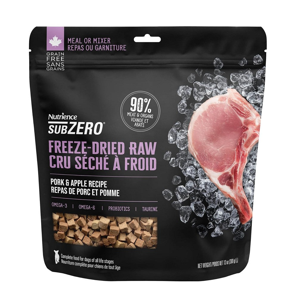 Premium SubZero Freeze-Dried Raw Dog Food - Pork & Apple Recipe for Small & Large Breeds - Perfect for Training Treats, Meal Toppers & Kibble Mixers