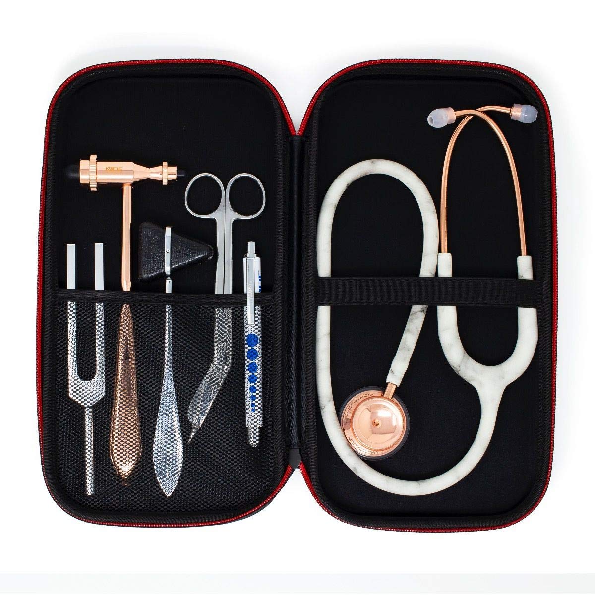 MDF Instruments Hard Travel Carrying Case with Mesh Pocket - Medium Size Medical Organizer for Stethoscopes, Reflex Hammers & Sphygmomanometers | Fits MD One & Acoustica Models | Perfect for Doctors, Nurses & Healthcare Professionals (MDFSCM12) | Ideal for Hospital Rounds, Home Visits & Medical Travel