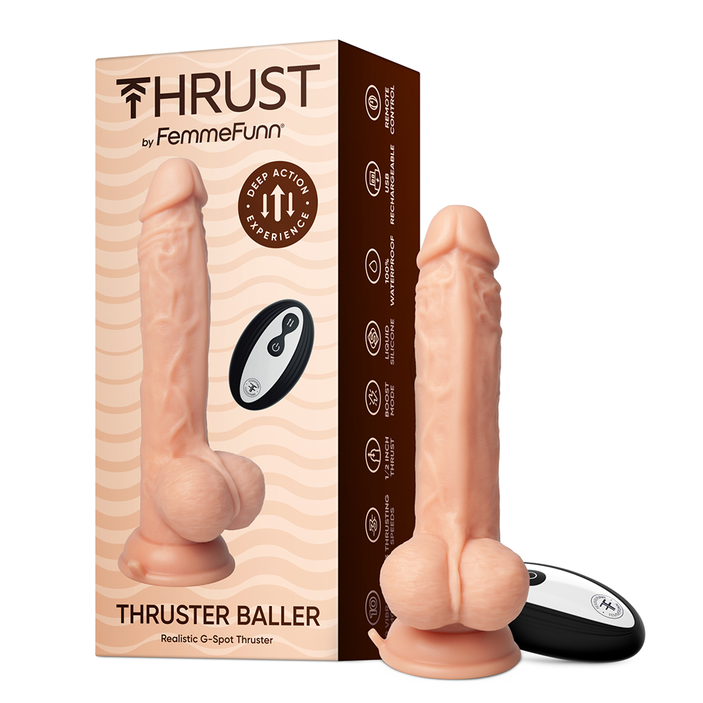 FemmeFunn Thruster Baller - Realistic Remote Control Thrusting Dildo for Women | Hands-Free Pleasure | Waterproof & Rechargeable Adult Toy for Couples Play & Solo Use