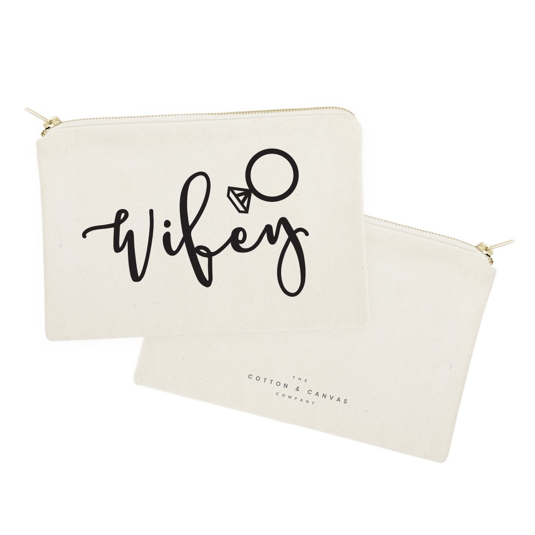 The Cotton & Canvas Co. Wedding Cosmetic Bag for Bride - Elegant Bridal Party Gift & Travel Makeup Pouch | Perfect for Honeymoon, Bachelorette Trips & Bridal Showers