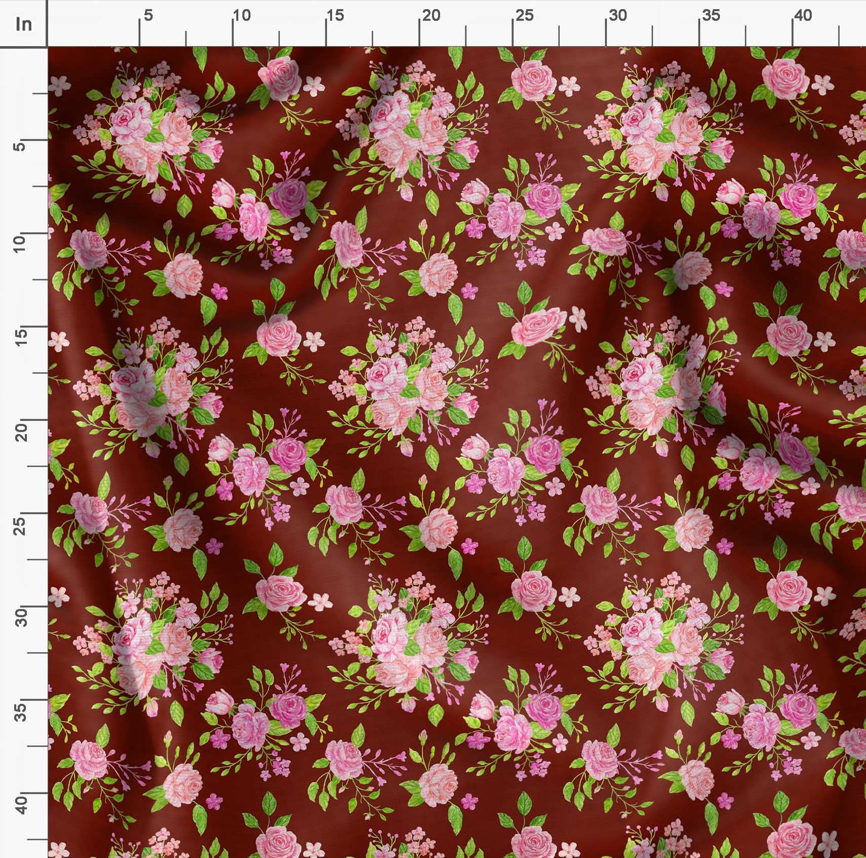 Soimoi Moss Georgette Red Fabric by The Yard - 42 Inch Wide Rose Floral Printed Fabric for Dresses, Blouses & DIY Fashion Projects - Lightweight Textile for Romantic & Stylish Designs