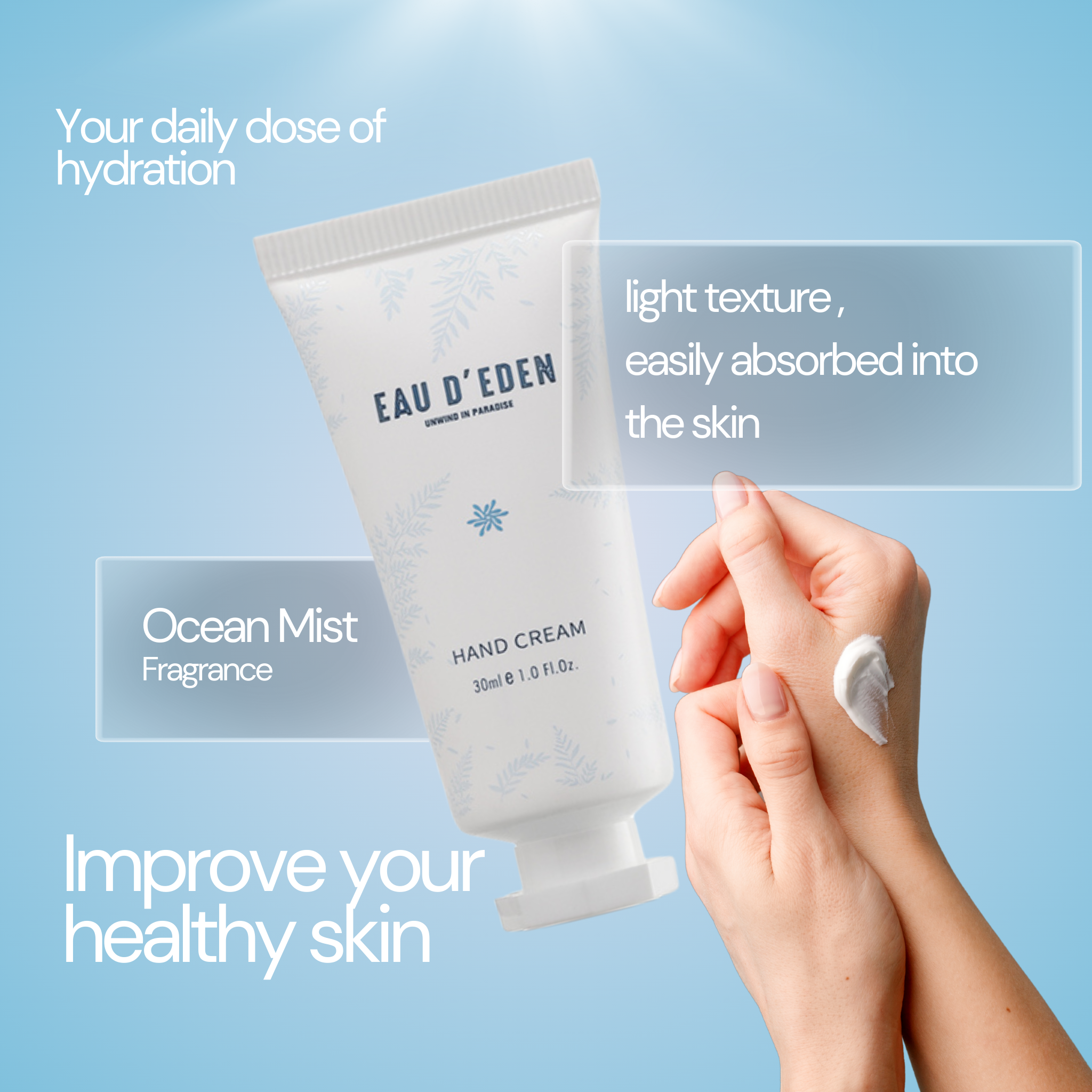 (10/25/50 Pack) EAU D'EDEN Moisturizing Hand Cream - Best Winter Gift for Dry Skin Care | Perfect for Office, Travel & Daily Hydration