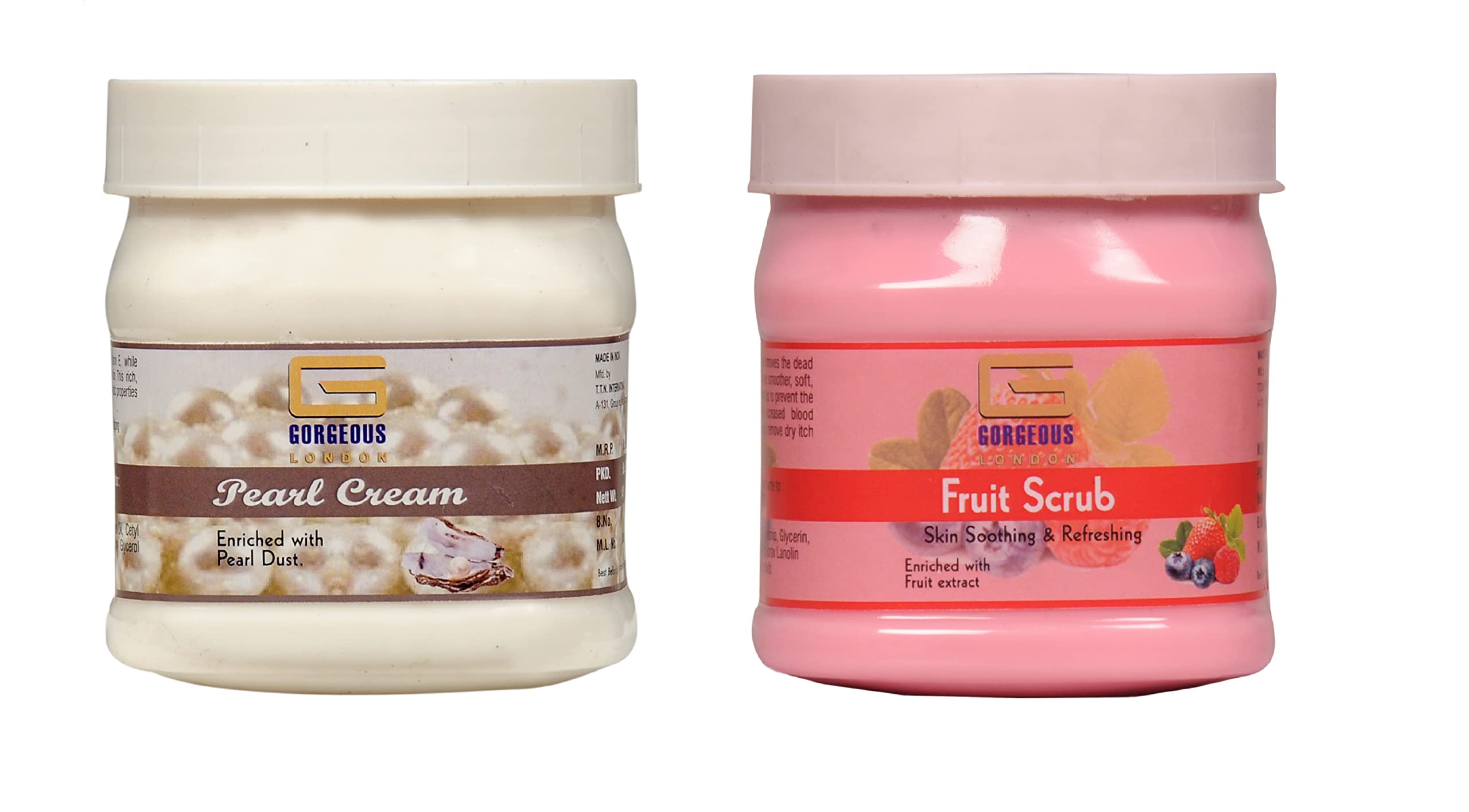 London Pearl Cream & Fruit Scrub Set - 2 Pack (450ml Each) | Brightening & Exfoliating Skincare Duo for Glowing Skin | Perfect for Daily Face & Body Care Routine