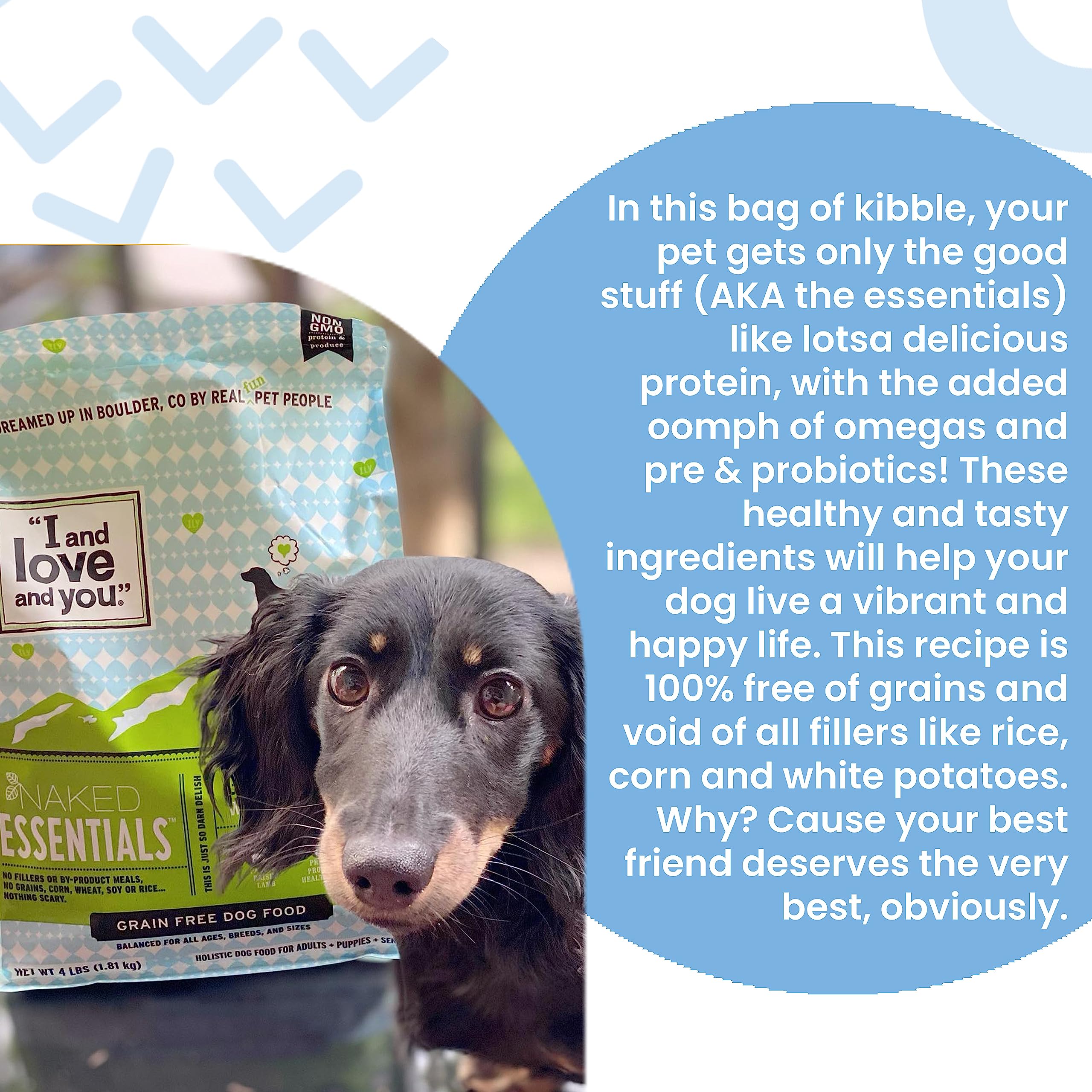 Grain-Free Chicken & Duck Dry Dog Food by I and Love and You - Naked Essentials, 40 lb Bag for Large Breeds - Perfect for Sensitive Stomachs & Allergies