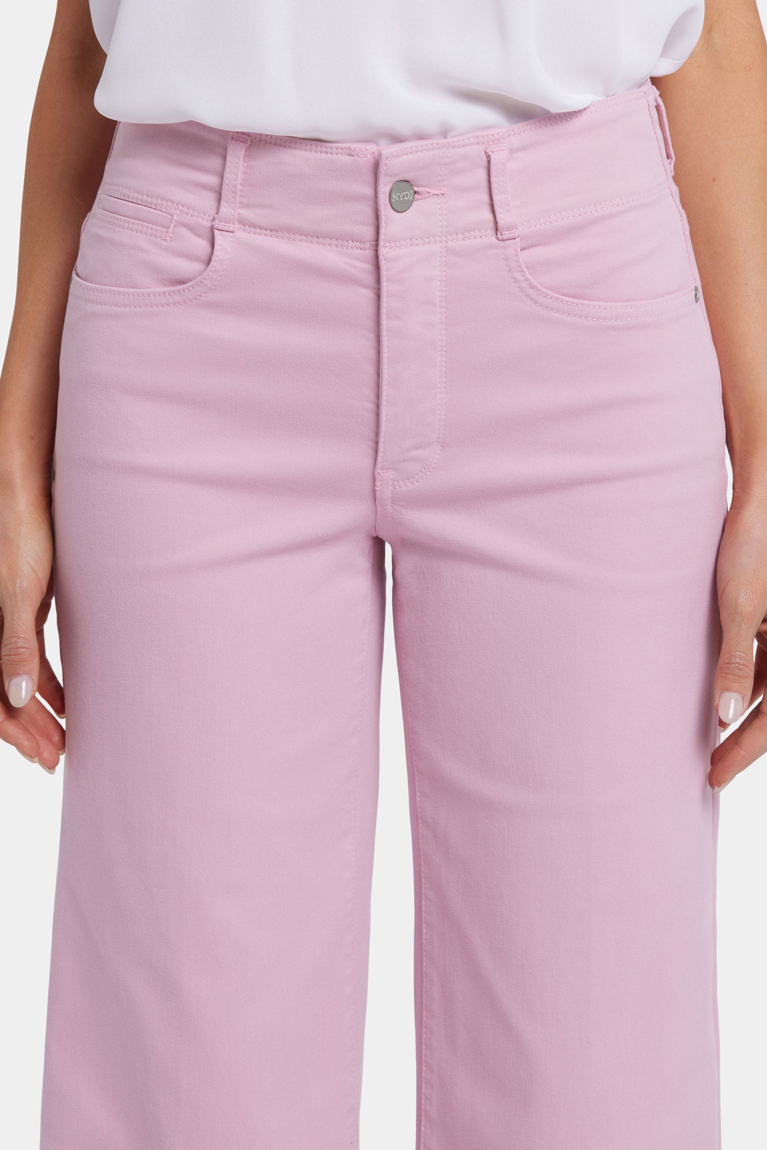 Brigitte Women's Wide Leg Capri Jeans in Pink Nectar - Comfortable Stretch Denim Pants for Casual Wear & Summer Outfits
