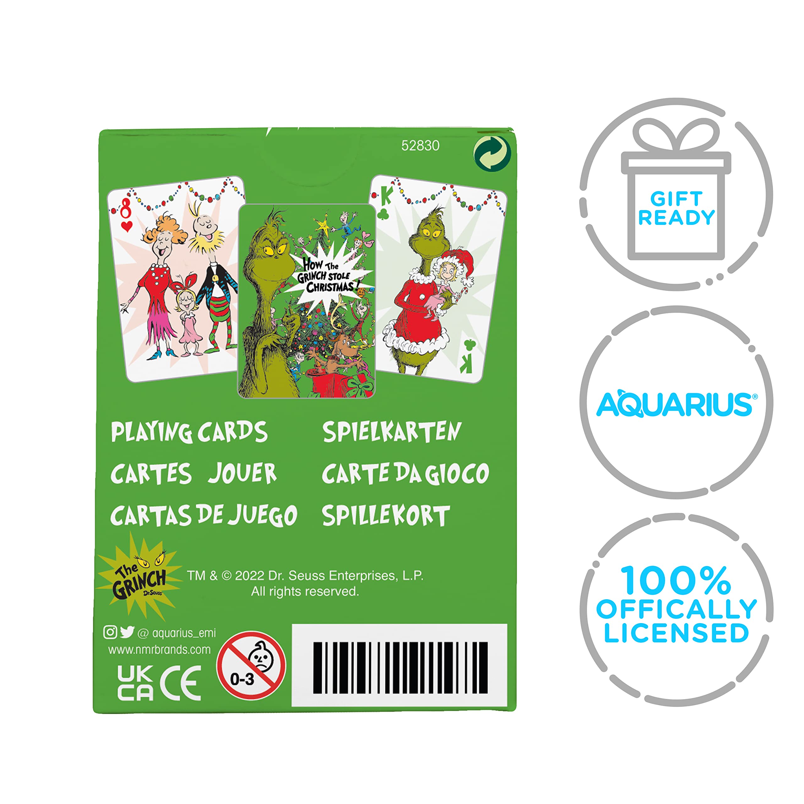 Officially Licensed Grinch Playing Cards - Premium Poker Size Deck with Linen Finish for Poker, Blackjack & Family Game Nights - AQUARIUS Collectible Card Game Merchandise