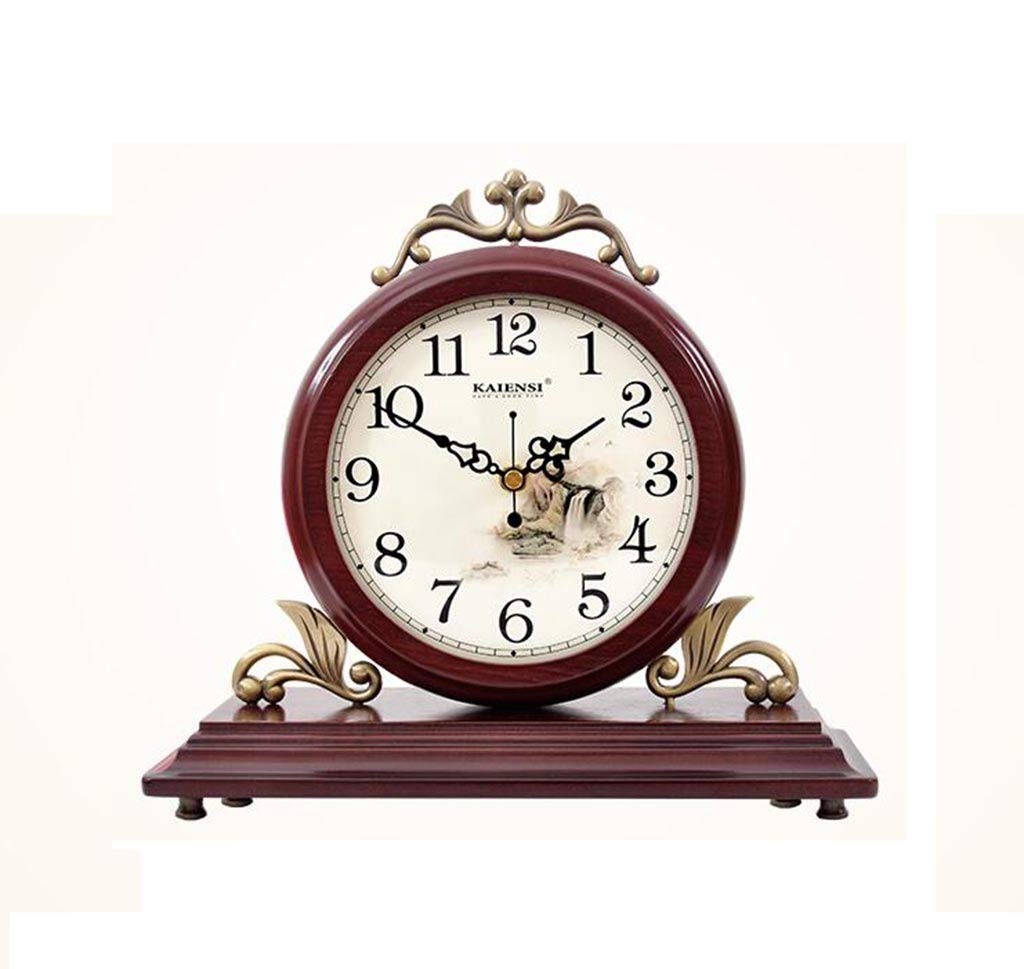 Vintage Solid Wood Desk Clock - European Retro Double-Sided Silent Table Clock for Home & Office Decor | Perfect for Living Room, Bedroom, and Workspace