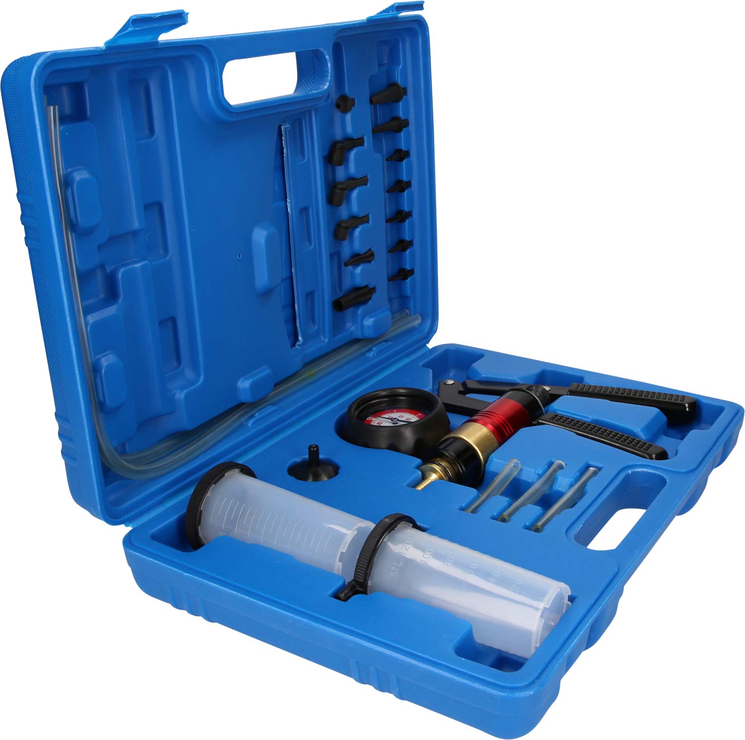 BRILLIANT TOOLS BT581500 Vacuum Pressure Pump Set, 21-Piece Kit [Powered by KS TOOLS] - Perfect for Automotive AC Repair & HVAC System Maintenance