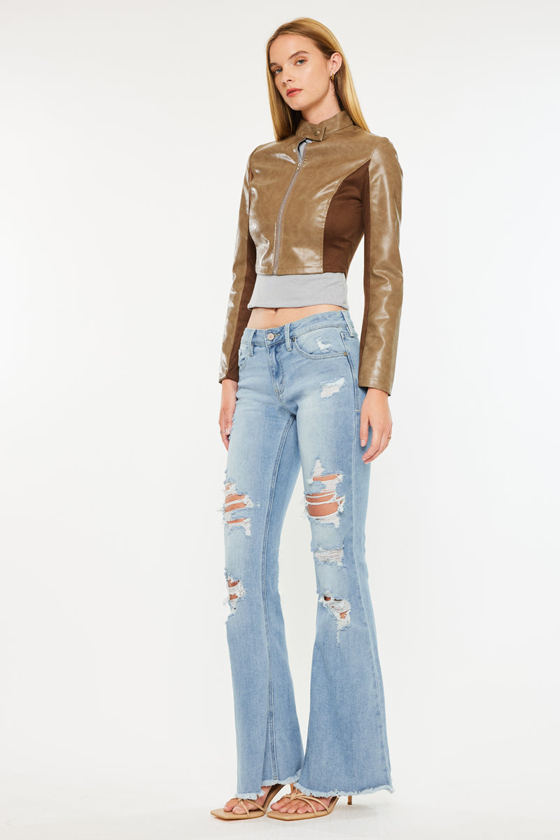 Tara Women's Mid Rise Flare Jeans - Stretchy Denim Pants for Casual & Retro Style | Perfect for Everyday Wear, Date Night & Office Outfits