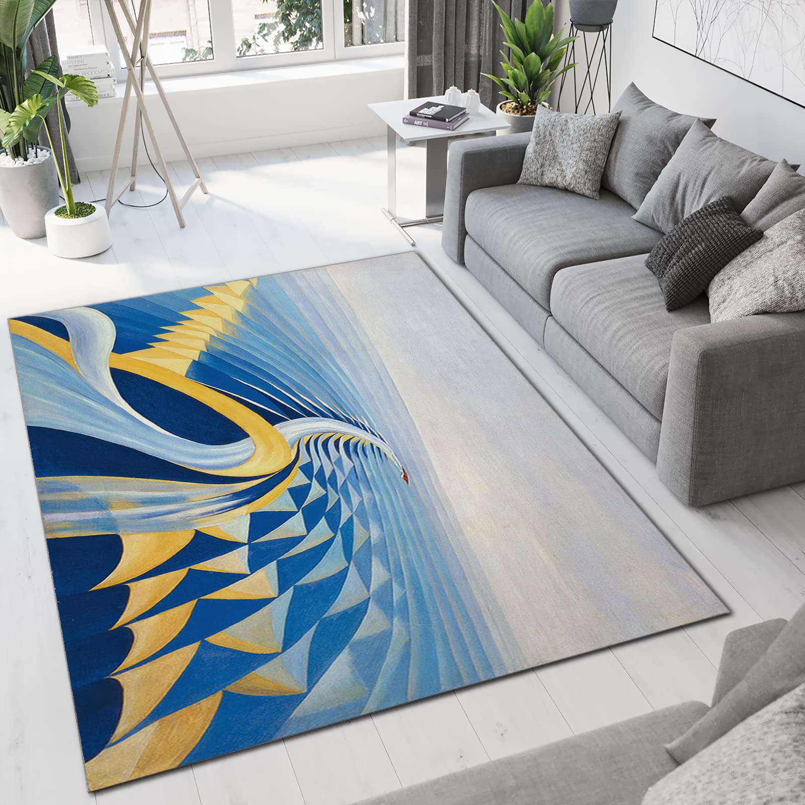 Abstract Water Ripple Area Rug - Non-Slip Soft Living Room Carpet with Clear Pattern, No Shedding & Fade Resistant, 4x6ft Modern Decor Rug for Bedroom, Study, Dining Room - Perfect for Home Office & Cozy Spaces