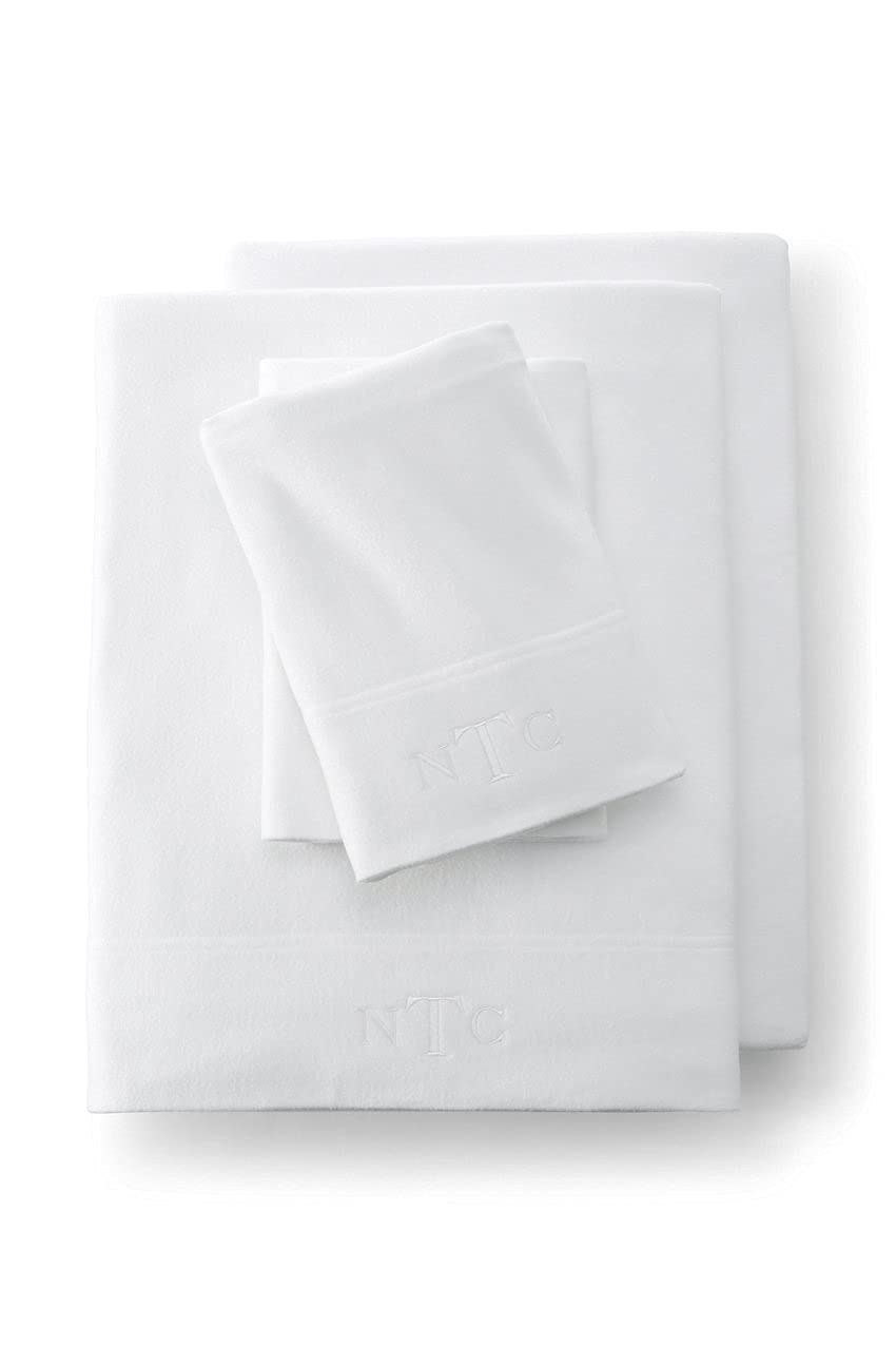Lands' End Organic Cotton Flannel Solid White Sheet Set - Full Size, Soft & Cozy Bed Sheets for Winter Warmth & Comfort