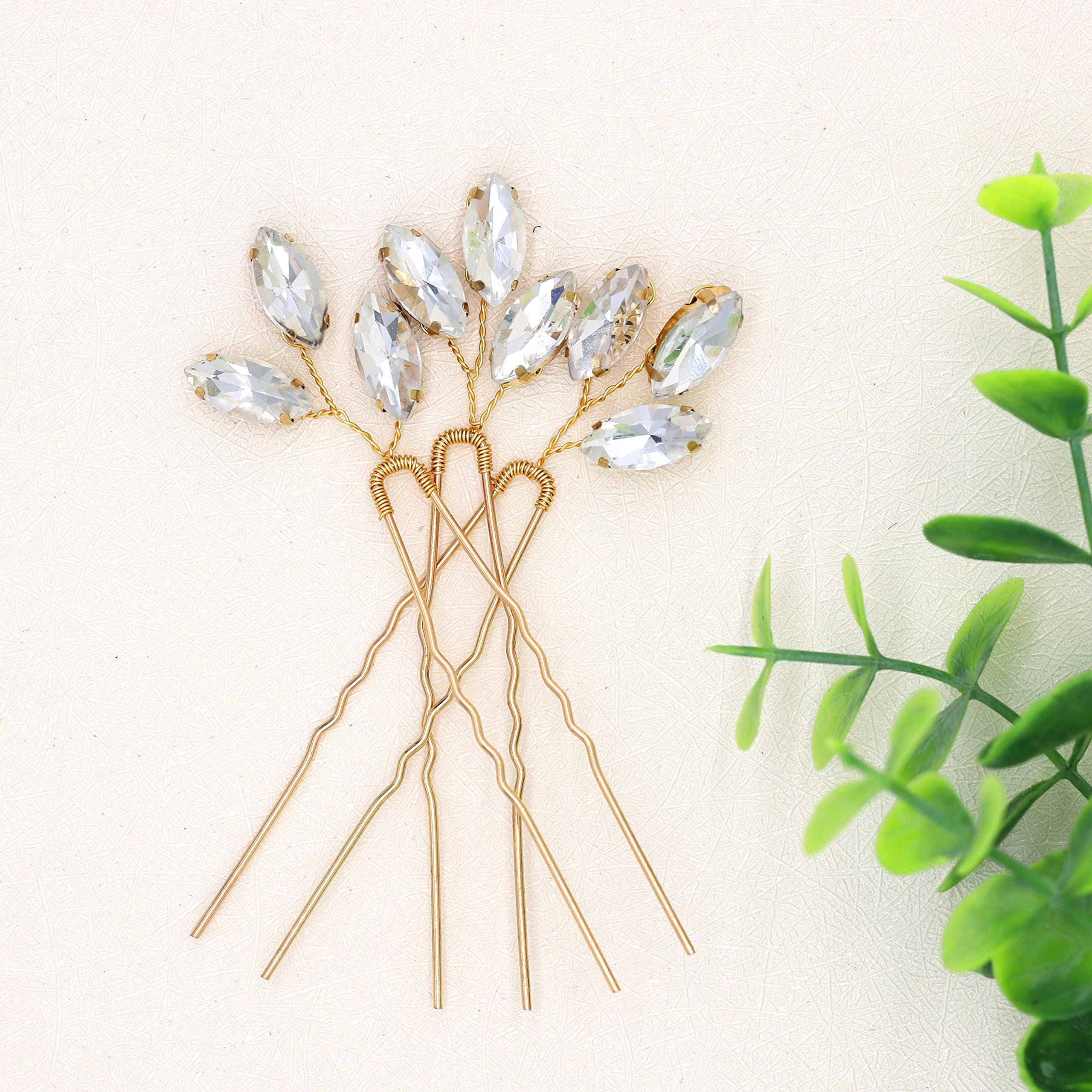 Vintage Gold Leaf Wedding Headpieces - 7 Pack Bridal Hair Pins & Headbands for Bride, Bridesmaids, Women & Girls | Perfect for Weddings, Prom, Parties & Special Occasions