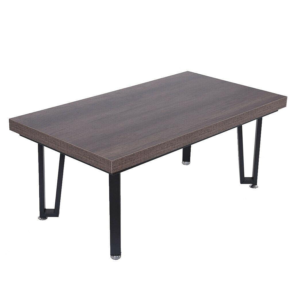 Modern Industrial Rectangular Faux Wood Coffee Table with Metal Legs - Lift Top Sofa Desk for Living Room, Office & Dorm Decor - Rustic Brown Wooden Center Table for Small Spaces & Home Theater Setup