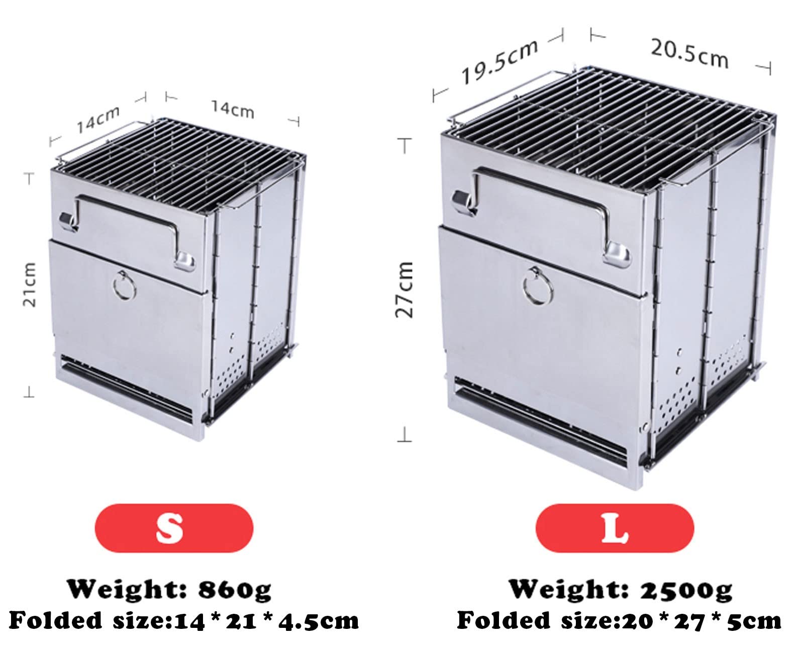 Portable Folding Camping Stove - Compact Stainless Steel Wood Burning & Charcoal Grill for Backpacking, Hiking, Picnic, BBQ & Outdoor Cooking (Size S) - Perfect for Camping Trips, Tailgating & Emergency Preparedness