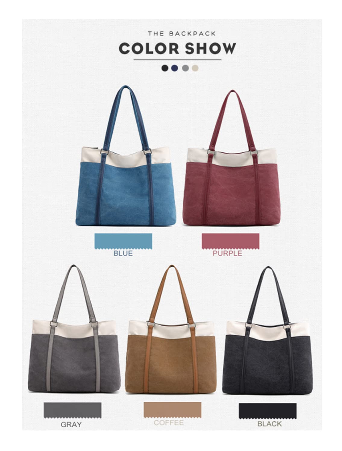 Stylish Women's Casual Shoulder Handbags - Wild Canvas & Pure Color Fabric Totes for Everyday Use, Work, and Travel
