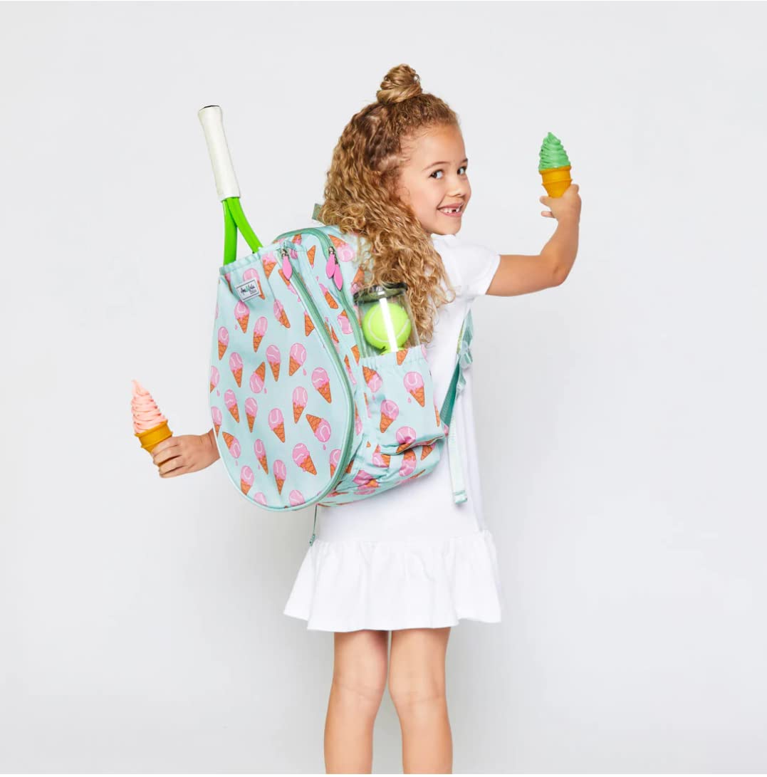 Ame & Lulu Little Love Tennis Backpack for Kids - Cute Pink Sports Bag for Girls, School Backpack with Insulated Lunch Box Pocket - Perfect for Tennis Practice, School, and Travel