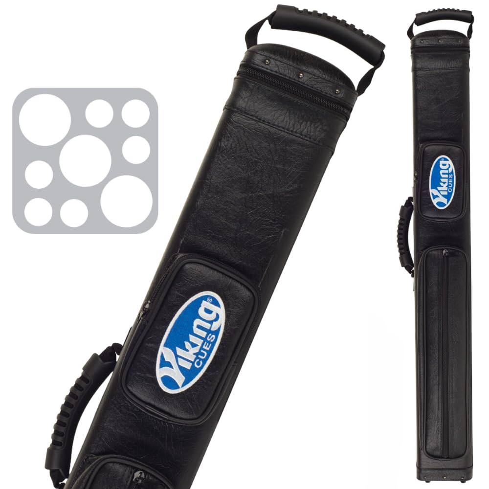 Viking Pool Cue Case with Shoulder Strap - Durable Vinyl Shell & Soft Felt Interior - Billiard Cue Storage Bag for Pool Sticks - Perfect for Travel, Tournaments & Home Use - Essential Pool Table Accessories & Billiards Equipment