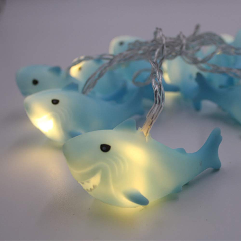 10 LED Shark String Lights - 1.8M Cute Animal Night Light for Kids Room, Bedroom, Dorm Decor | Warm White Battery Operated Fairy Lights for Christmas Tree, Window, Wall, Party, Garden & Outdoor Decoration - Perfect for Birthday, Nursery, Baby Shower & Holiday Lighting