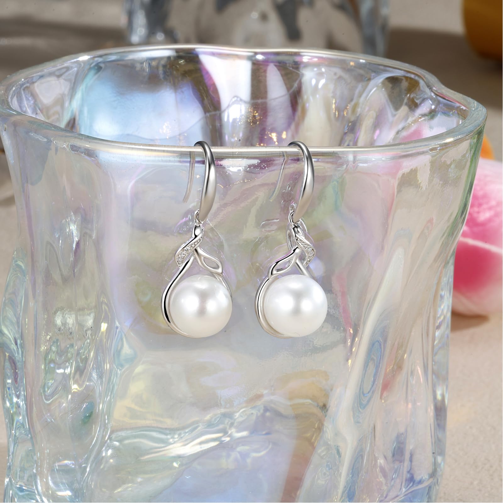 Pearl Earrings for Women - Elegant Fine Jewelry Gift for Mom, Wife, Her | Birthday, Anniversary, Valentine's Day, Christmas & Mother's Day Present | Perfect for Weddings, Date Nights & Special Occasions