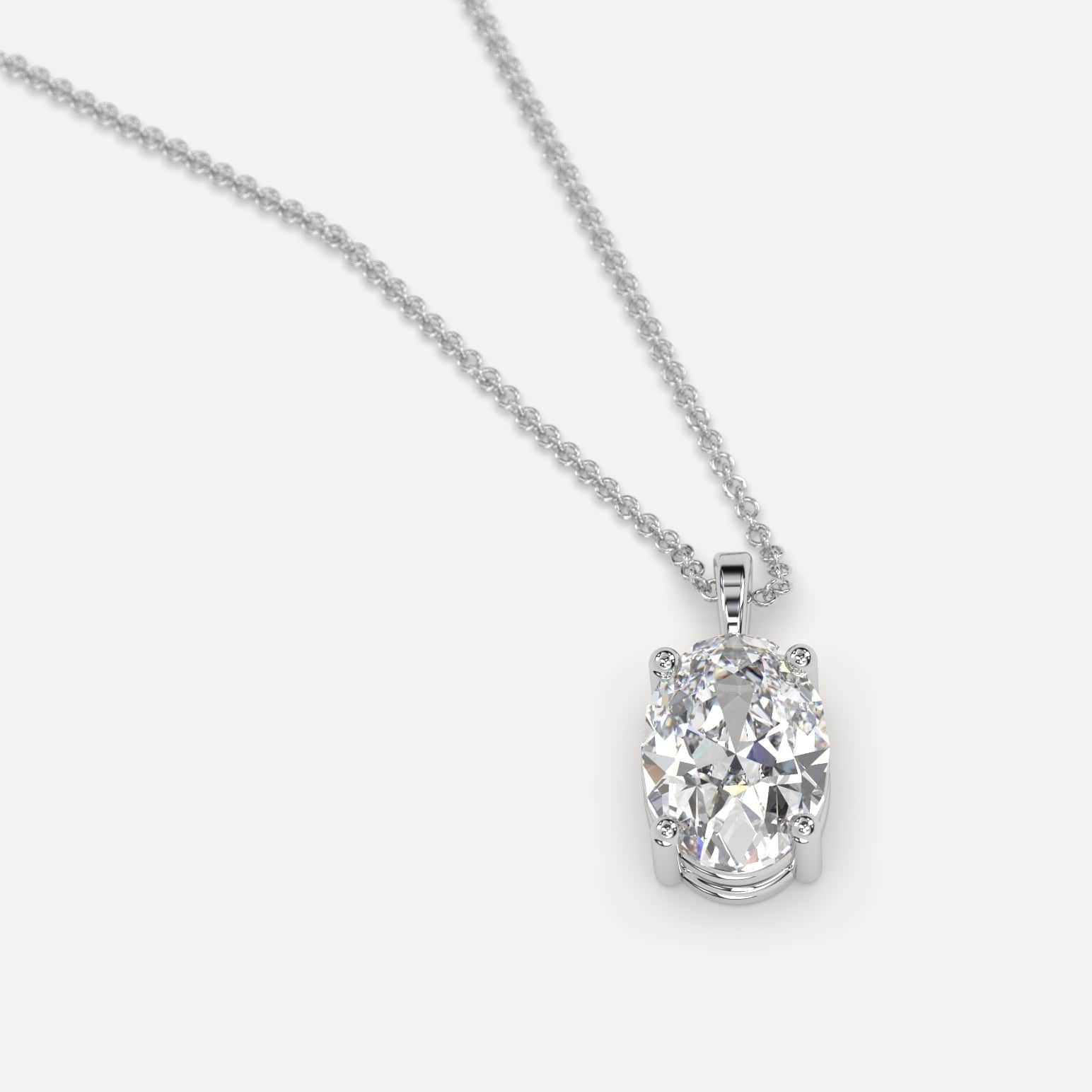 2 Carat Oval Diamond Pendant Necklace - 14K White Gold Solitaire Jewelry for Women - Perfect for Anniversary, Wedding & Special Occasion Gifts