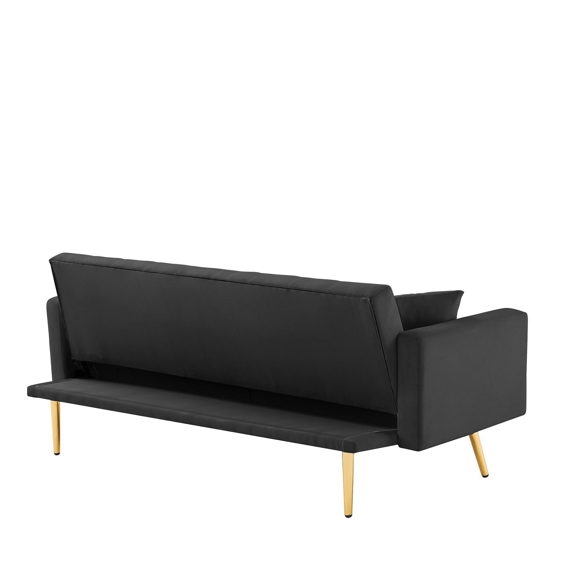 Black Convertible Folding Futon Sofa Bed - Space Saving Sleeper Couch for Small Apartments, Guest Rooms & Compact Living Spaces | Perfect for Studio Apartments, Dorms & Office Lounges
