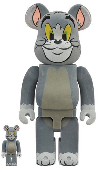 MEDICOM TOY BE@RBRICK Tom & Jerry Flocky Version 100% & 400% Bearbrick Collectible Figure Set - Perfect for Anime Fans, Home Decor, and Gift Giving