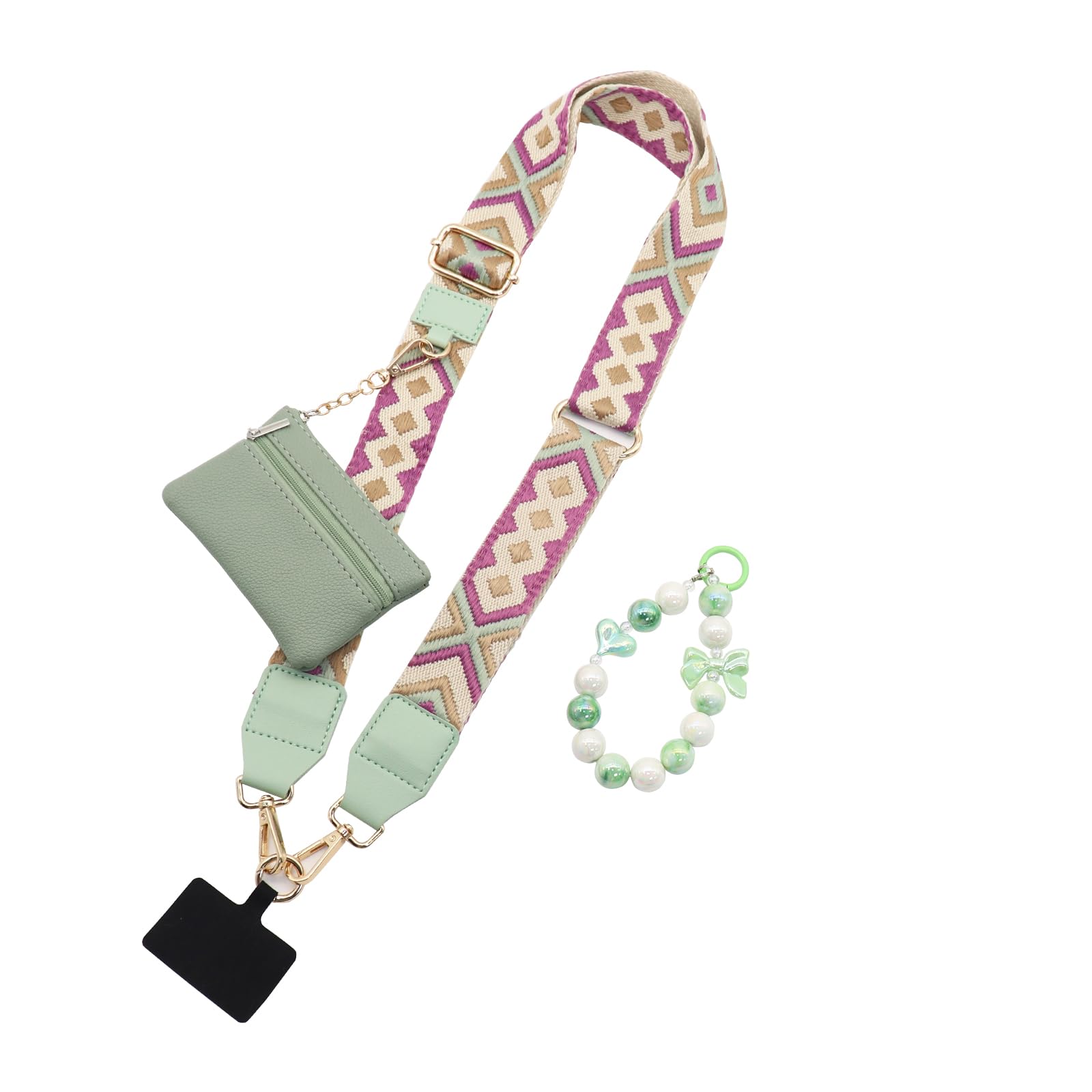 Adjustable Crossbody Phone Strap with Zippered Pouch & Secure Clip - Hands-Free Wallet Phone Holder for Women & Men - Perfect for Travel, Shopping, and Everyday Use