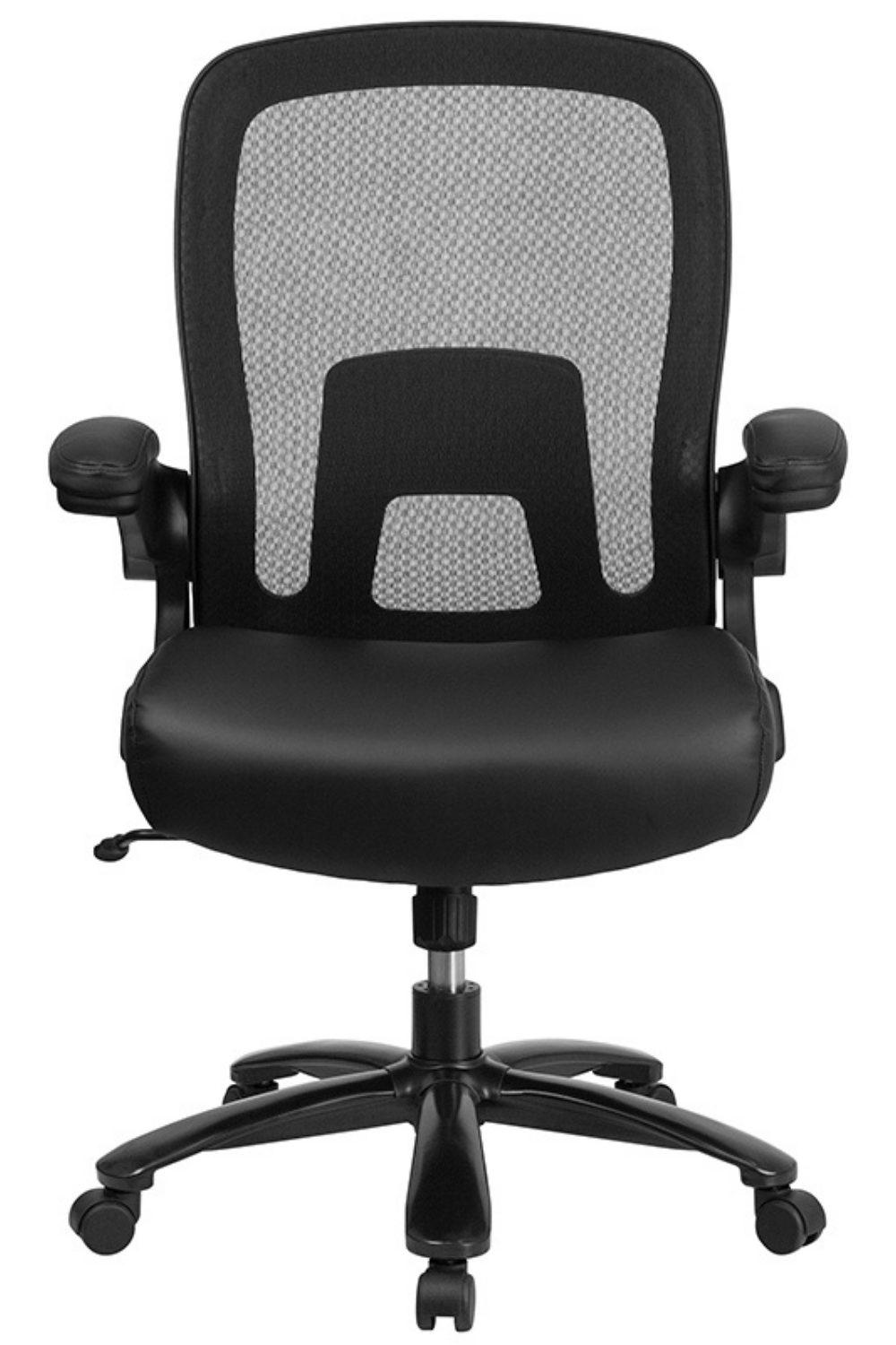 Hercules Big & Tall 500 lb Capacity Black Mesh & Leather Executive Office Chair - Ergonomic Design with Adjustable Lumbar Support - Perfect for Home Office, Gaming & Professional Workspaces