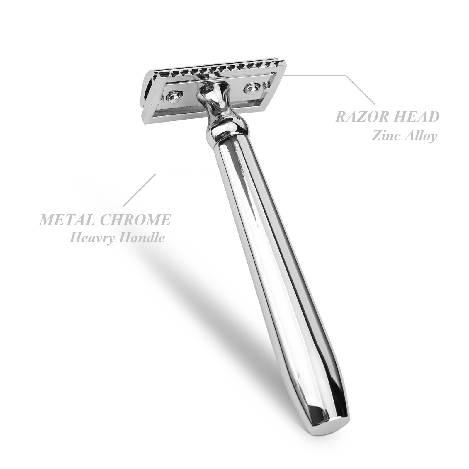 CSB Classic Double Edge Safety Razor for Men & Women - Reusable Chrome Metal Handle DE Razor with 10 Blades | Smooth Shaving for Face, Legs & Body | Eco-Friendly Wet Shaving Essential