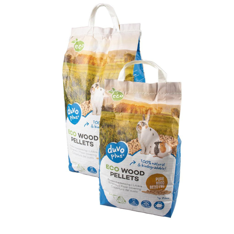 DUVO PLUS ECO Wood Pellets Bedding 6mm - 3.6kg/10kg | Premium Natural Cat Litter & Small Animal Bedding | Ideal for Rabbits, Hamsters, and Guinea Pigs