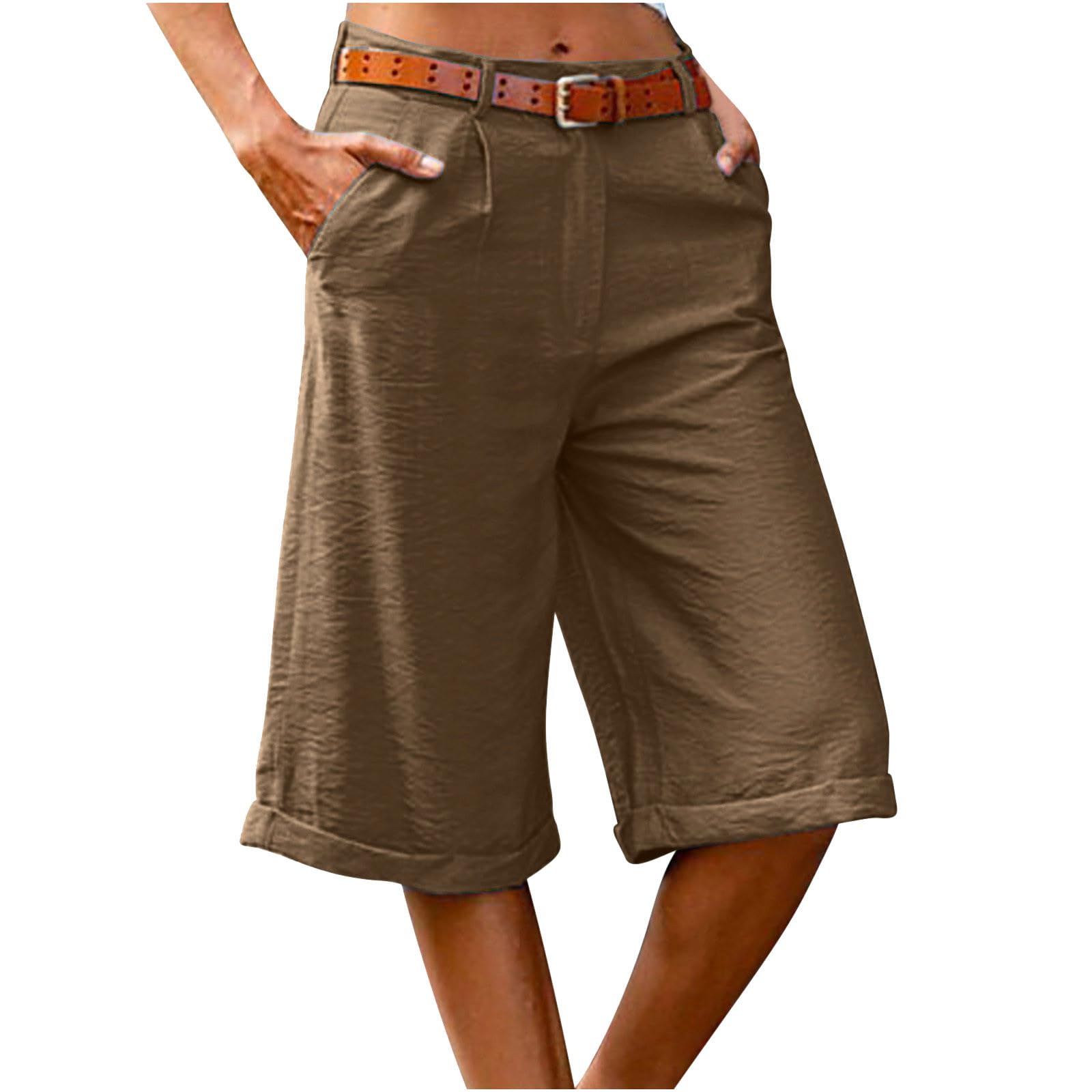 2024 Women's Bermuda Shorts - High Waist Wide Leg for Summer & Beach