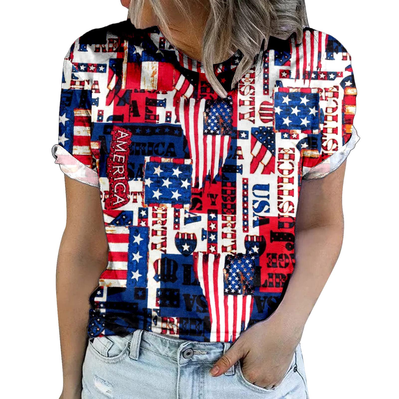 Trendy Women's Short Sleeve T-Shirts - Crewneck Loose Fit Casual Tunic Tops for Everyday Wear | Perfect for Work, Shopping & Weekend Outfits