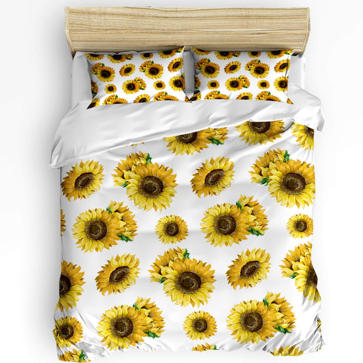 Futuregrace Luxury 3-Piece Duvet Cover Set - Yellow Sunflower Print California King Size Bedding with 1 Duvet Cover & 2 Pillowcases | Soft Hotel & Home Decor for Master Bedroom, Guest Room & Vacation House