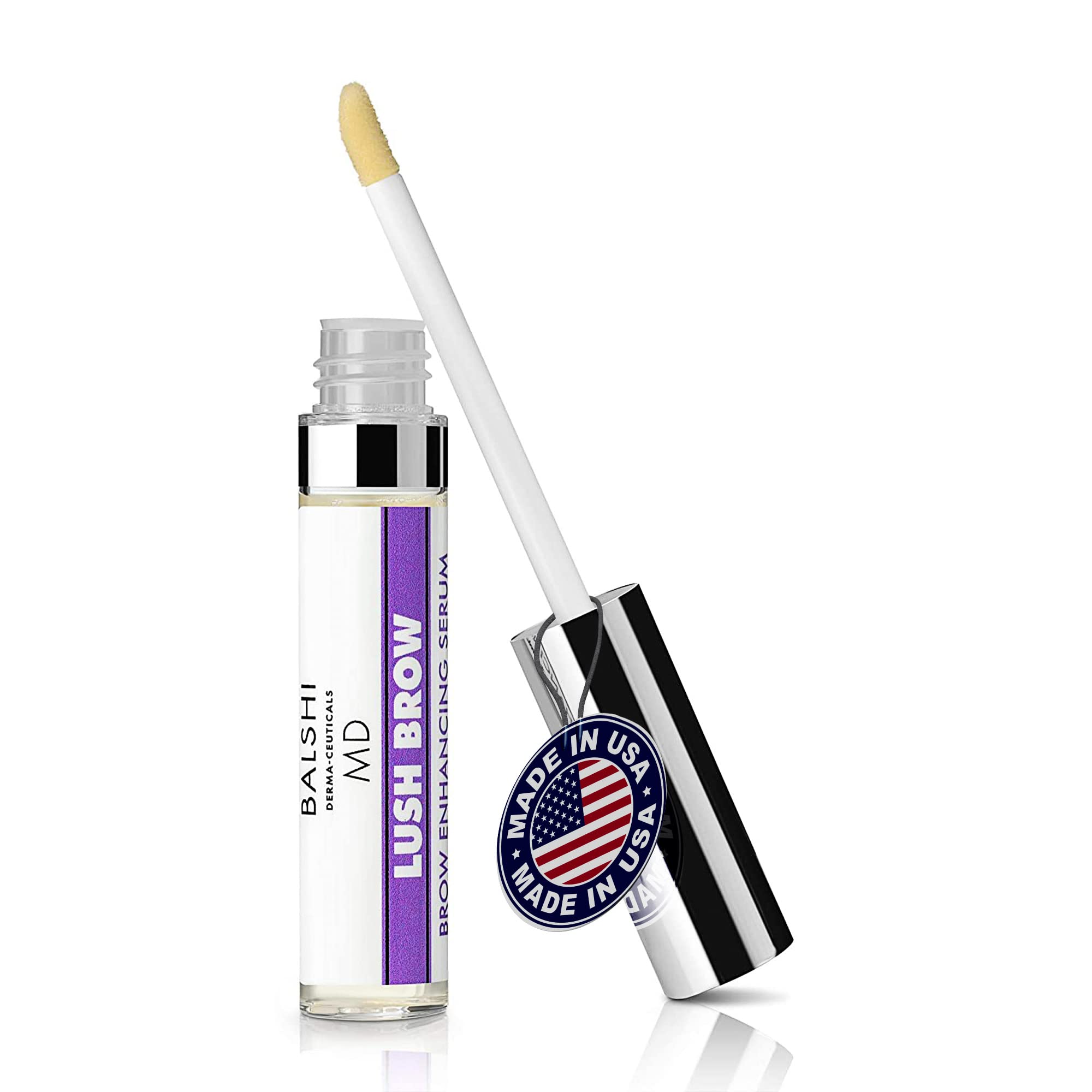 Lush Brow Eyebrow & Eyelash Growth Serum with Peptides - Dermatologist Developed for Fuller Lashes & Brows - .16 oz/5ml - Perfect for Nighttime Beauty Routine & Special Occasion Makeup Enhancement
