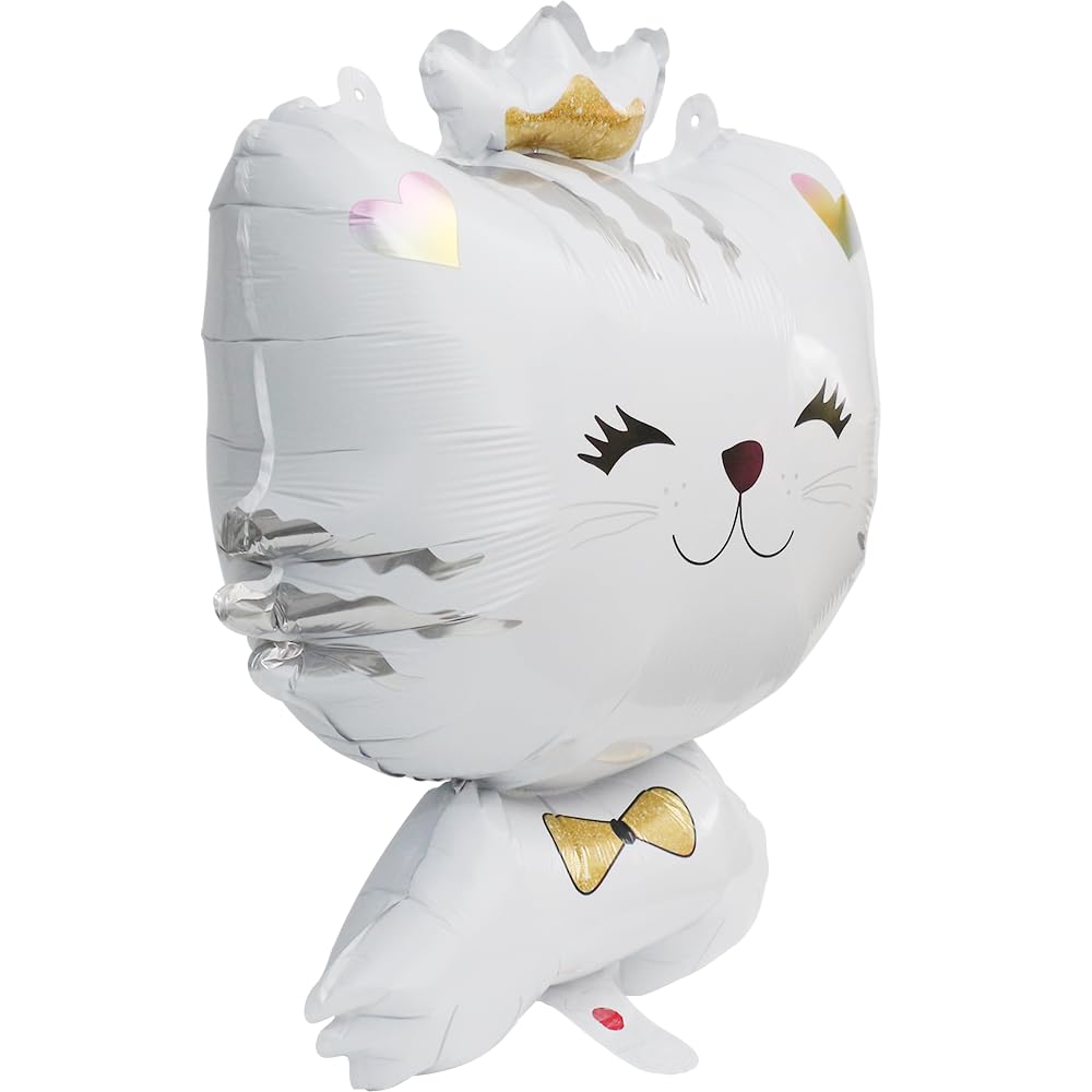 6 Pack 27'' White Cartoon Kitten Cat Balloons - Mylar Foil Helium Balloons for Kids Birthday Parties, Baby Showers & Animal Themed Decorations | Perfect for Indoor/Outdoor Party Decor, Photo Backdrops & Celebration Events
