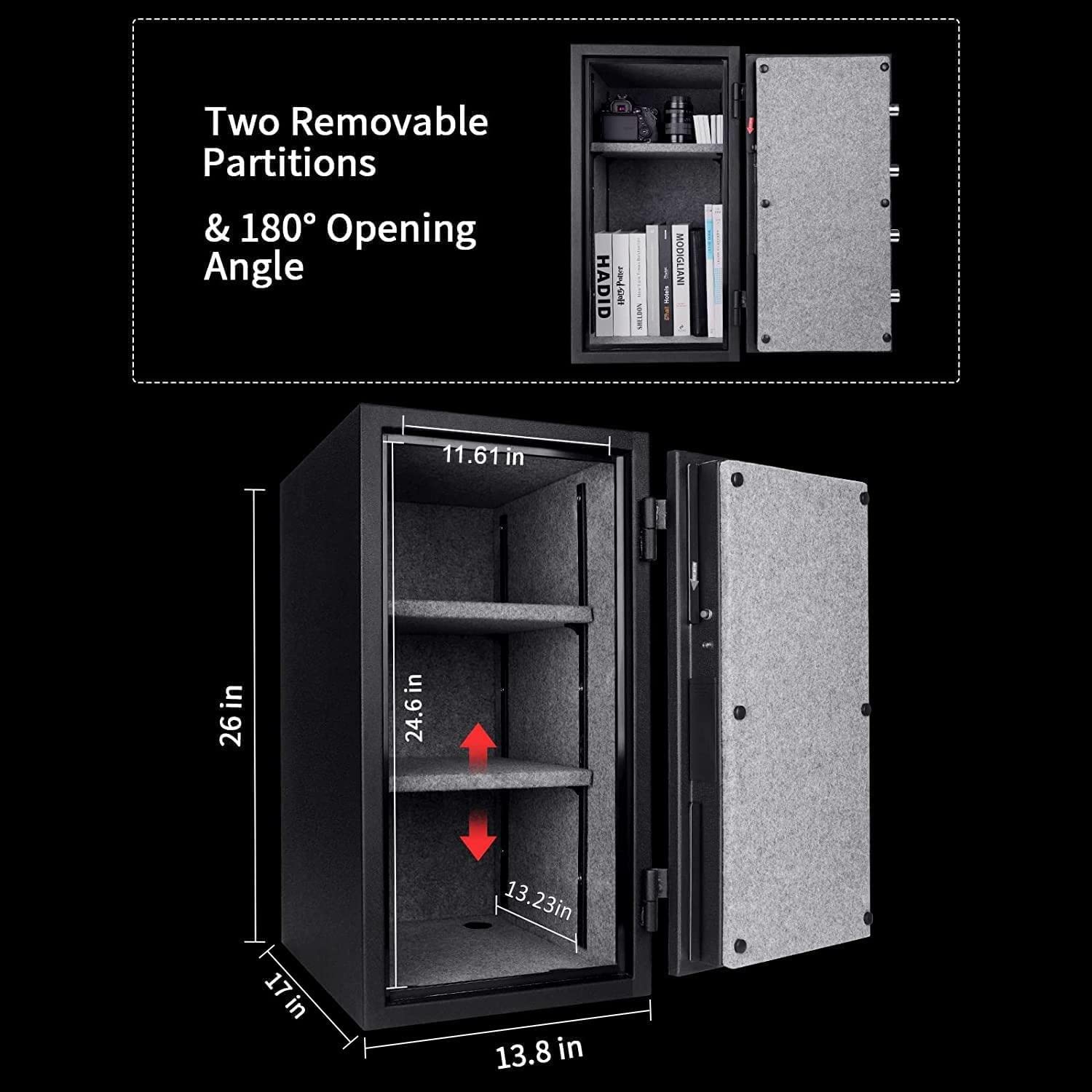 TIGERKING 3.47 Cubic Feet Fireproof Safe Box - Large Steel Digital Security Safe with Electronic Lock for Home & Office - Perfect for Documents, Jewelry, Cash, and Valuables Protection