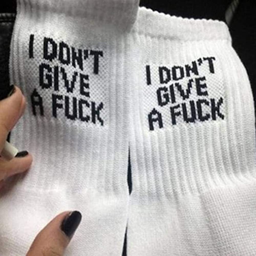 FUCK OFF Swear Word Printed Crew Socks - Funny Novelty Men's Tube Socks for Gag Gifts, Punk Fashion & Statement Outfits