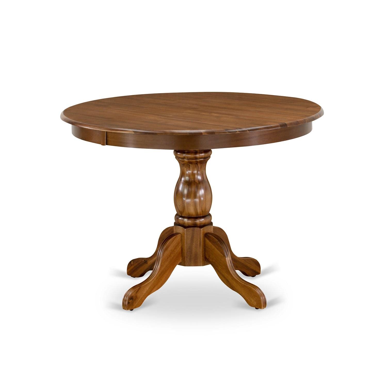 East West Furniture HBT-AWA-TP Hartland 42 Inch Round Walnut Dining Table with Pedestal Base - Perfect for Small Spaces, Breakfast Nooks & Cozy Family Meals