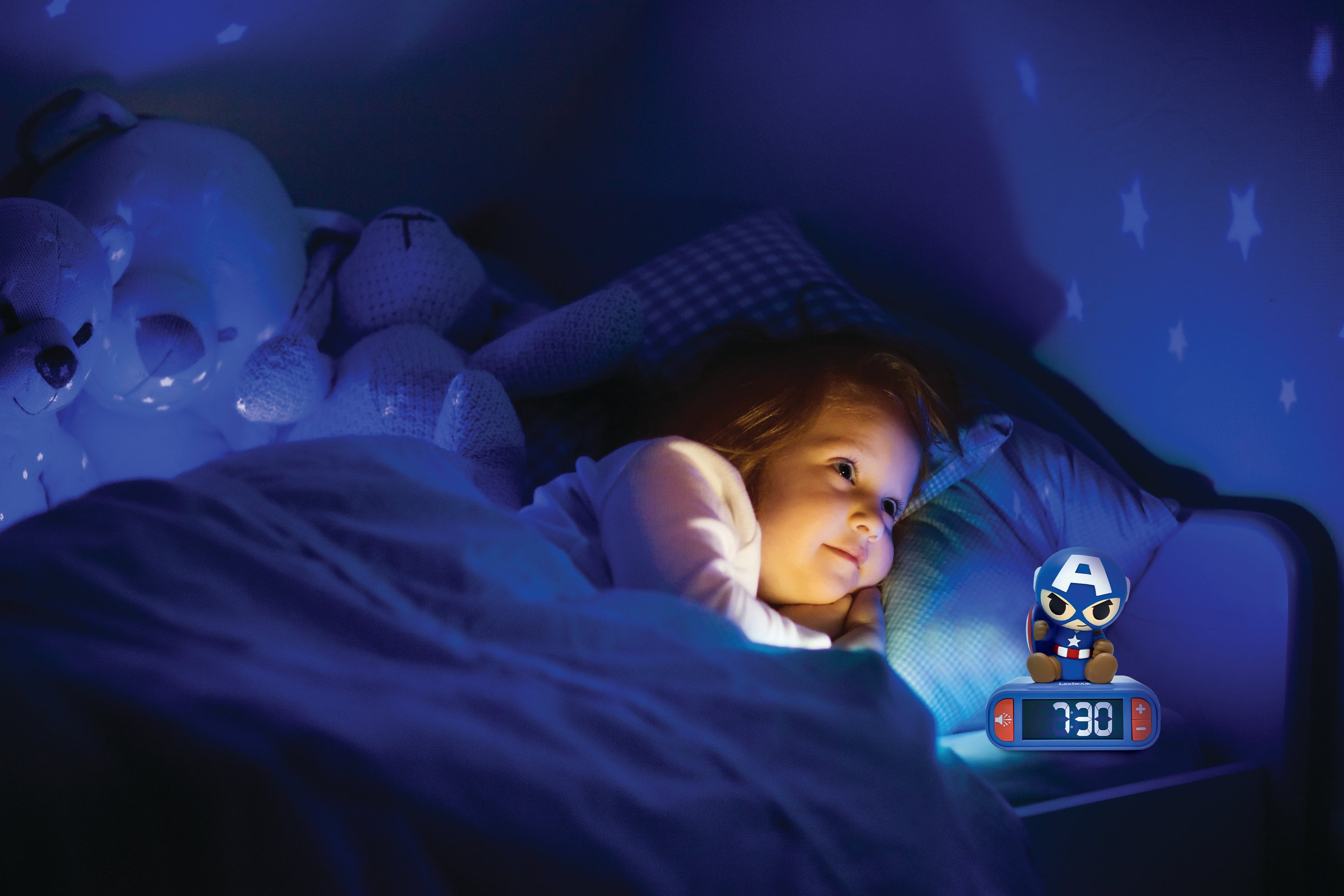 Captain America Night Light Alarm Clock with Sound - Superhero Bedroom Decor for Kids & Adults, Perfect for Nighttime Safety & Fun