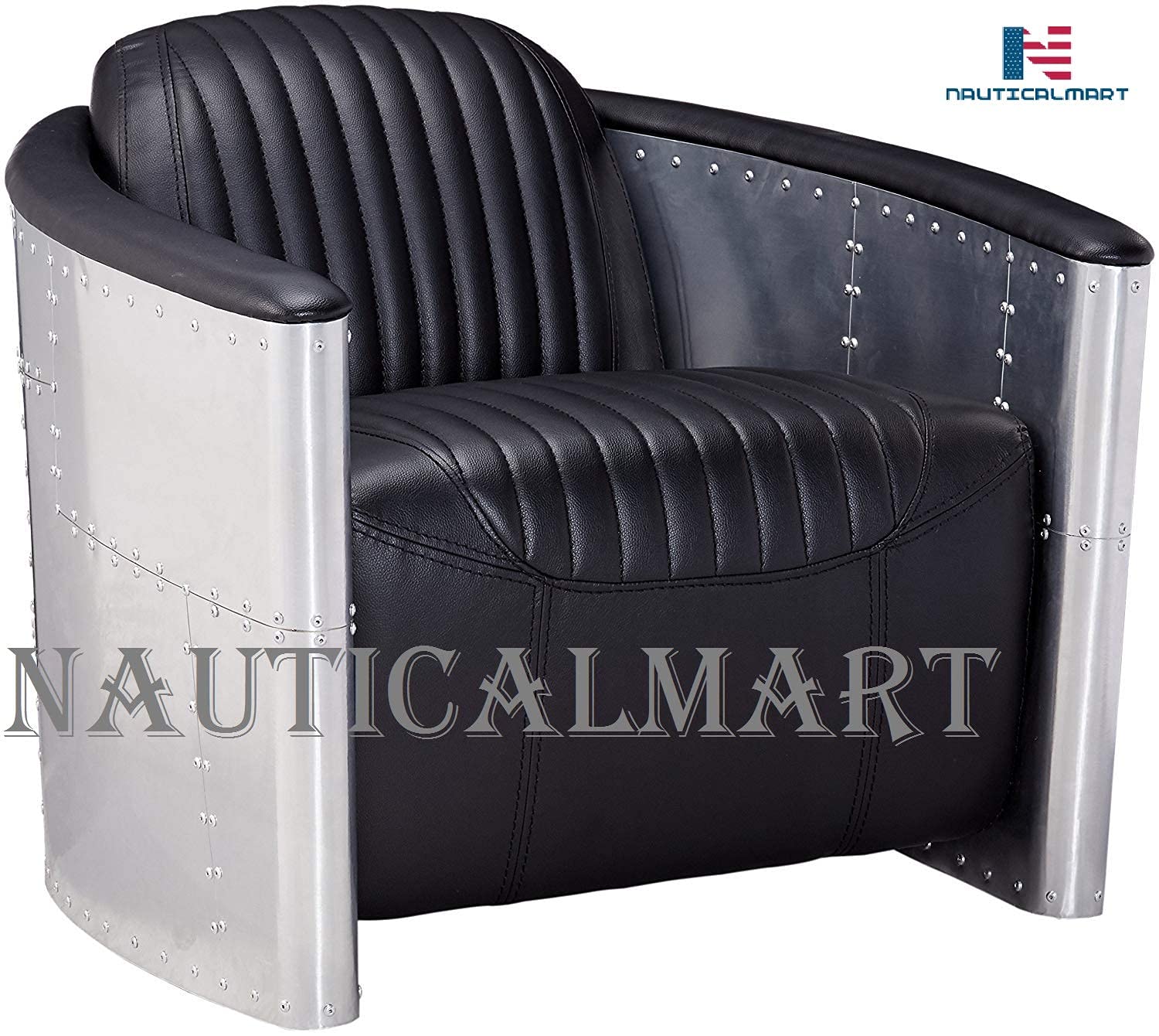 NauticalMart Black Visibility Lounge Chair - Comfortable Living Room Furniture for Relaxing, Reading & Watching TV