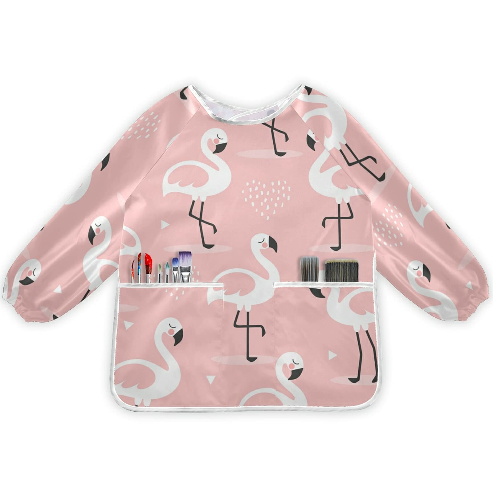 Waterproof Flamingo Kids Art Smock for Ages 2-6 - Painting Apron for Baking, Eating, Arts & Crafts - Perfect for Preschool, Daycare & Home Art Activities